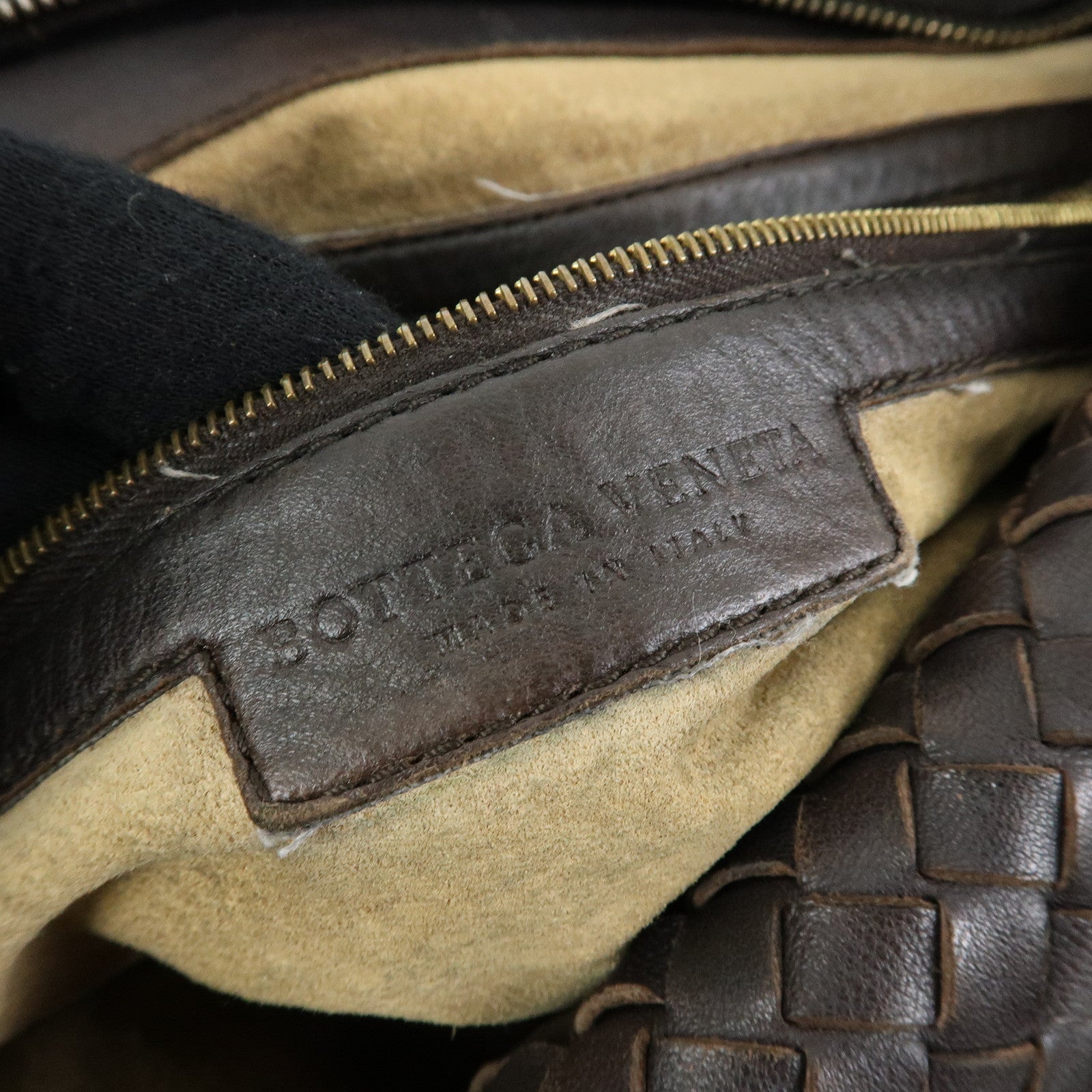 BOTTEGA VENETA Intrecciato Leather Shoulder Bag Dark Brown 181347
