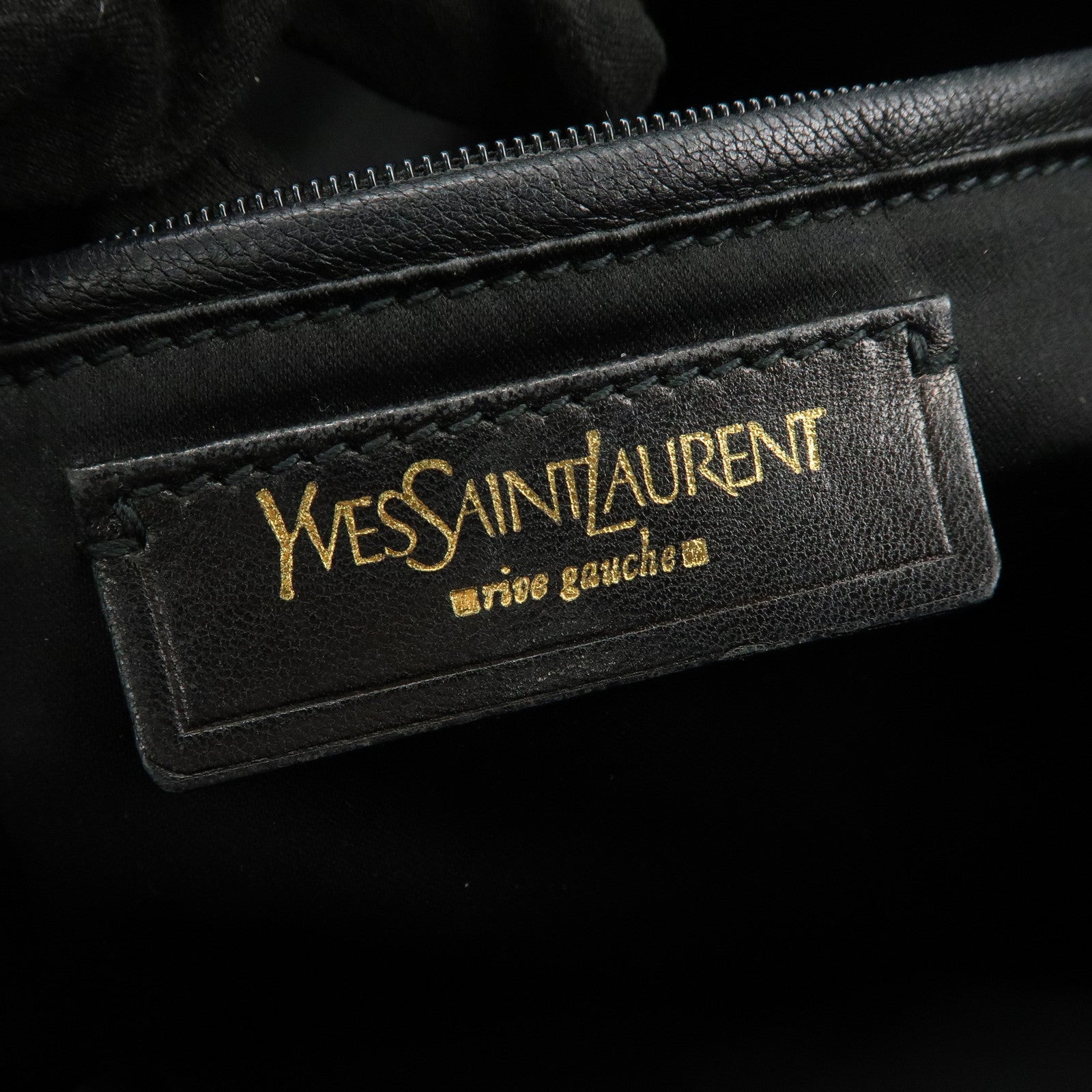 SAINT LAURENT PARIS Logo Leather Shoulder Bag Hand Bag Black 156464