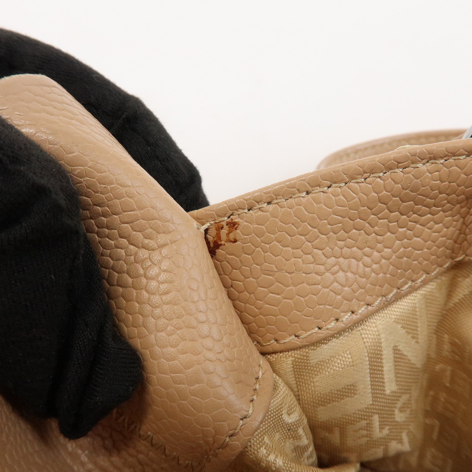 CHANEL Chocolate Bar Caviarskin Boston Bag Shoulder Bag Beige