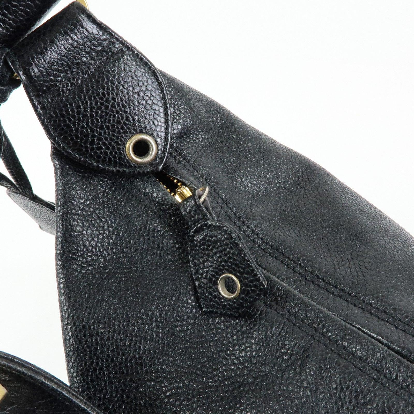 CHANEL Large COCO Mark Cavairskin Shoulder Bag Black