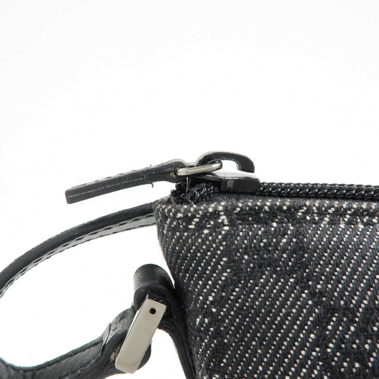 GUCCI Boat Bag GG Denim Leather Hand Bag Navy Black 07198