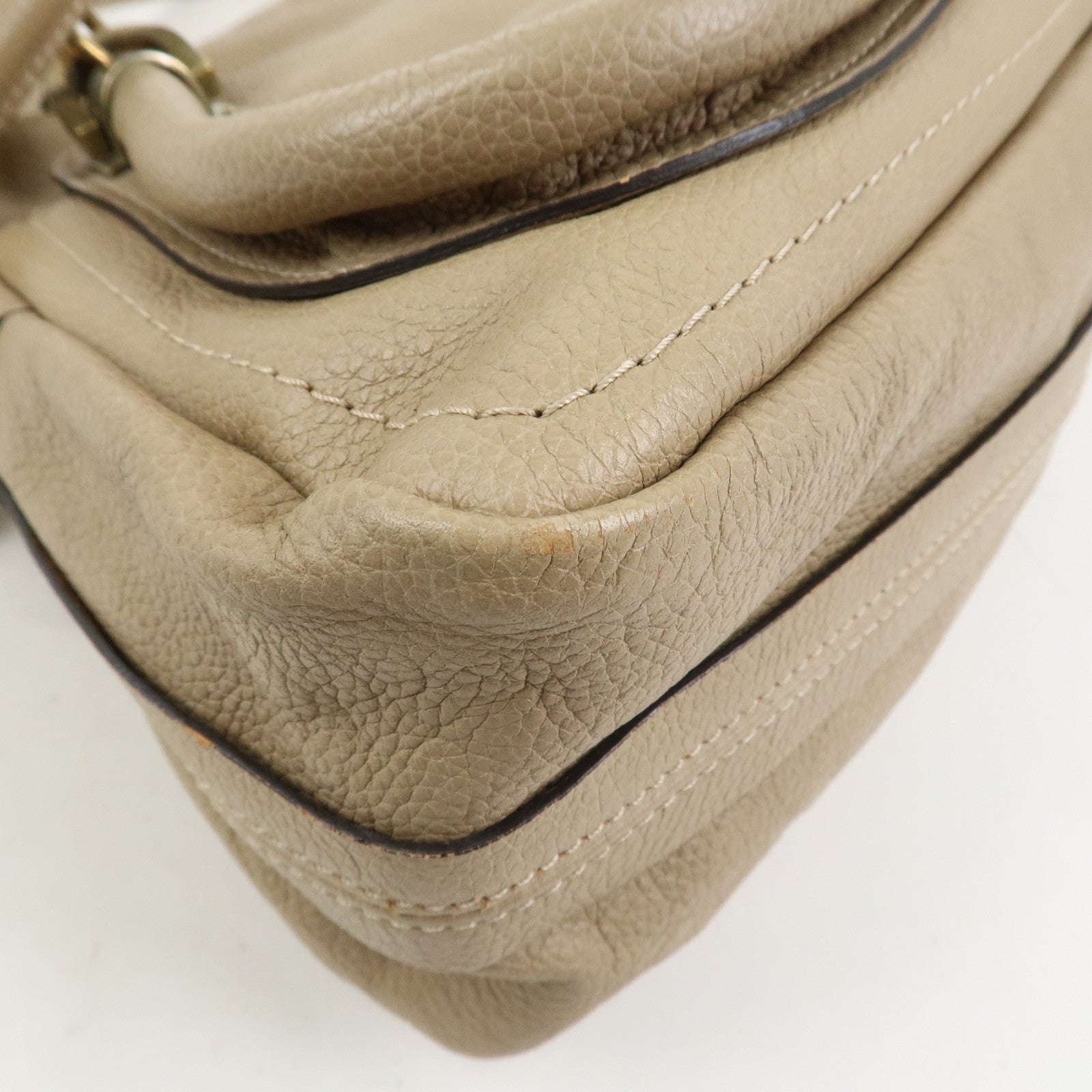Chloe Parati Leather 2WAY Bag Shoulder Bag Beige