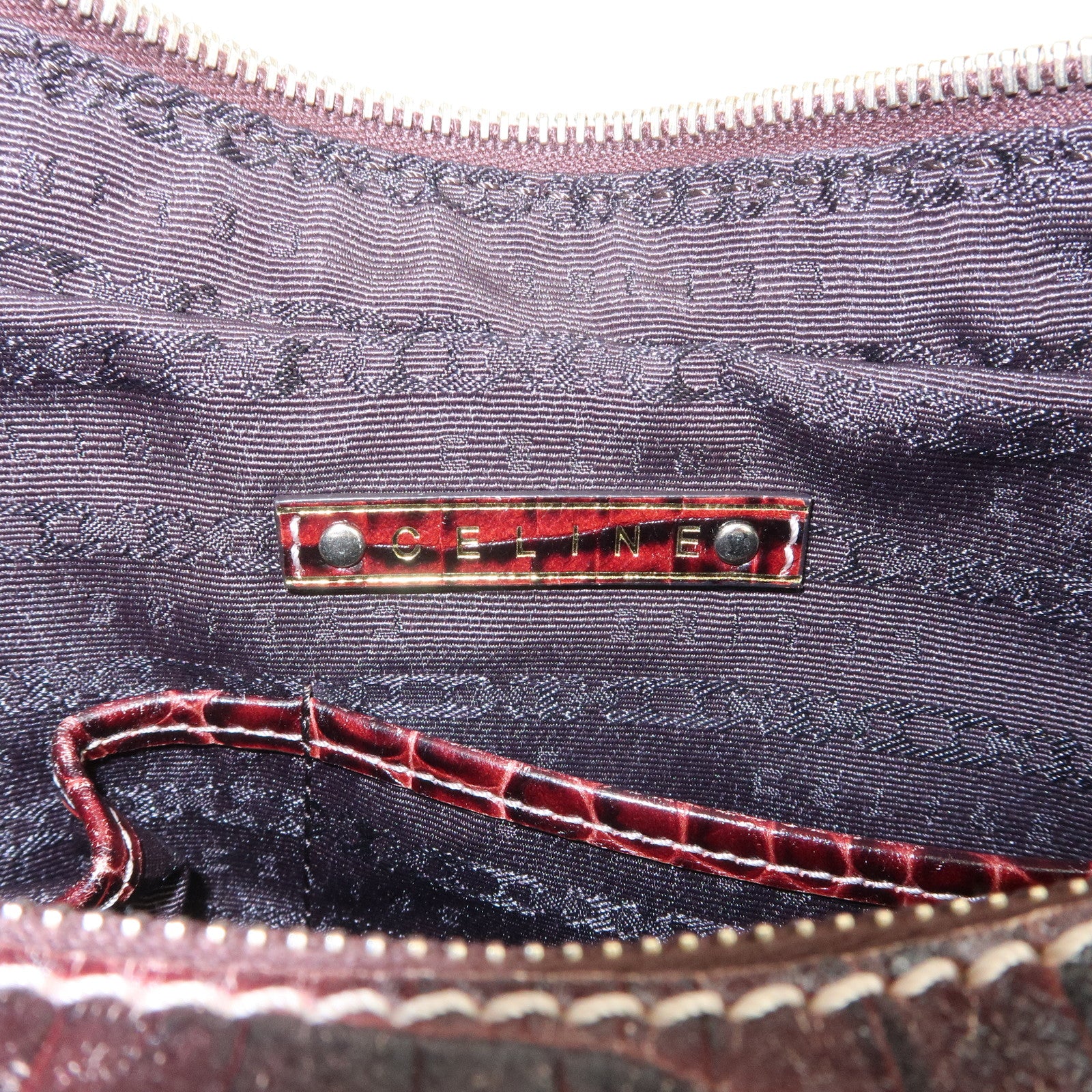 CELINE Canvas Leather Shoulder Bag Hand Bag Brown