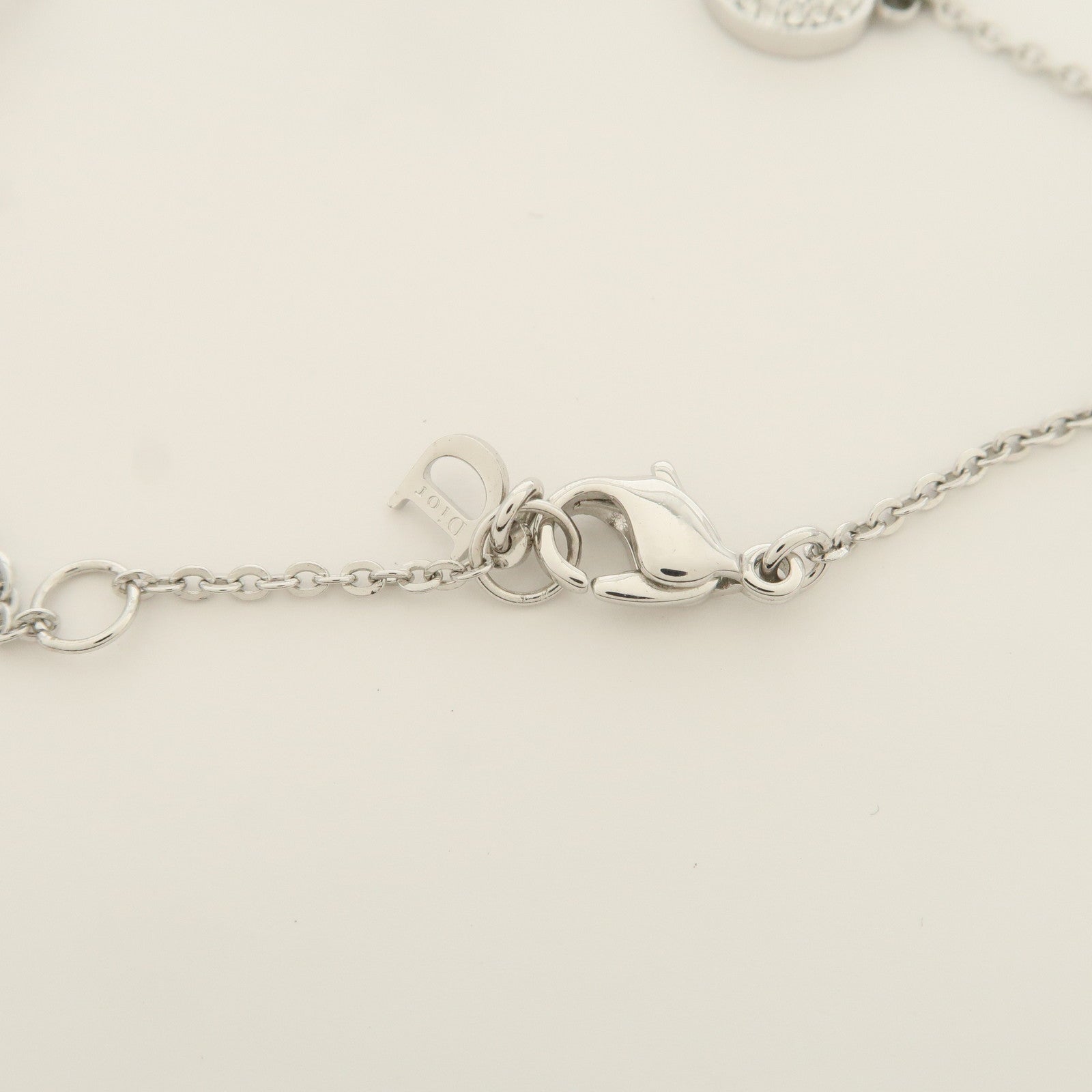 Christian Dior Logo Heart Metal Beads Bracelet Silver
