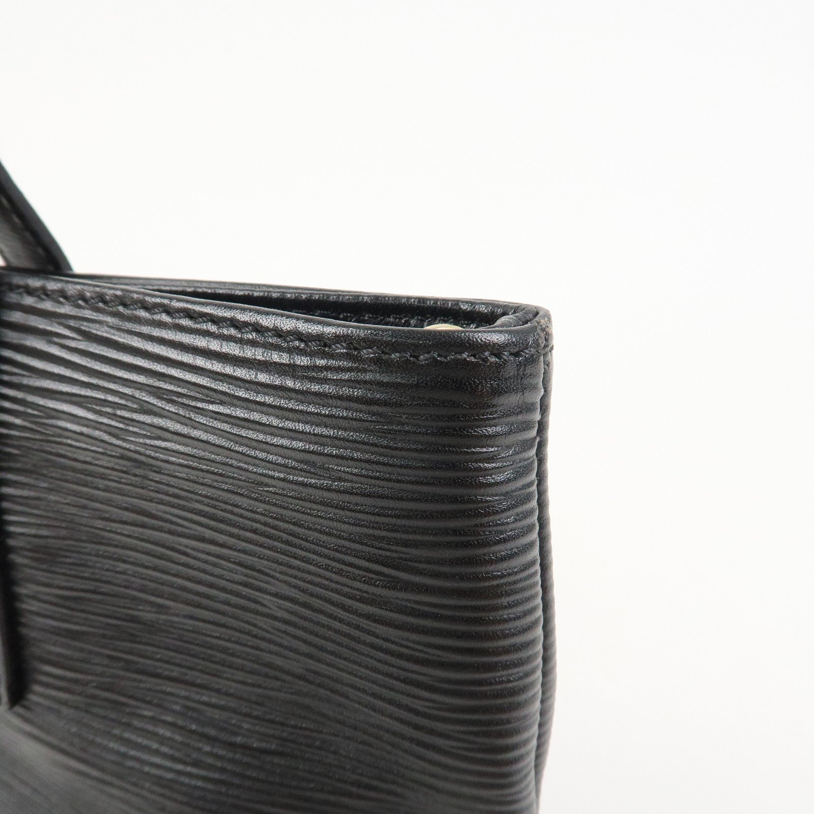 FENDI Logo Leather Tote Bag Hand Bag Shoulder Bag Black