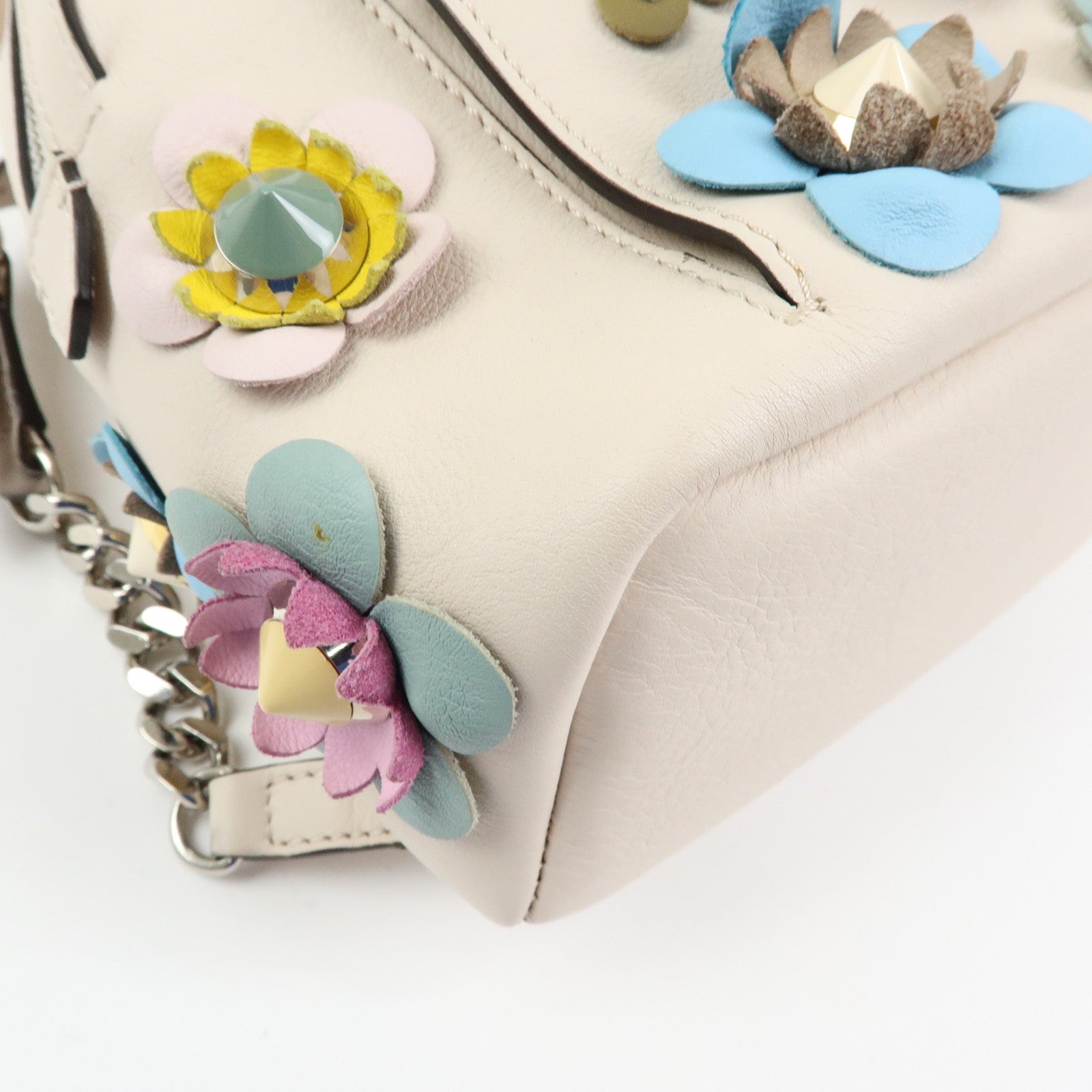 FENDI By The Way Calf Leather Flower Motif Backpack Studs 8BZ038
