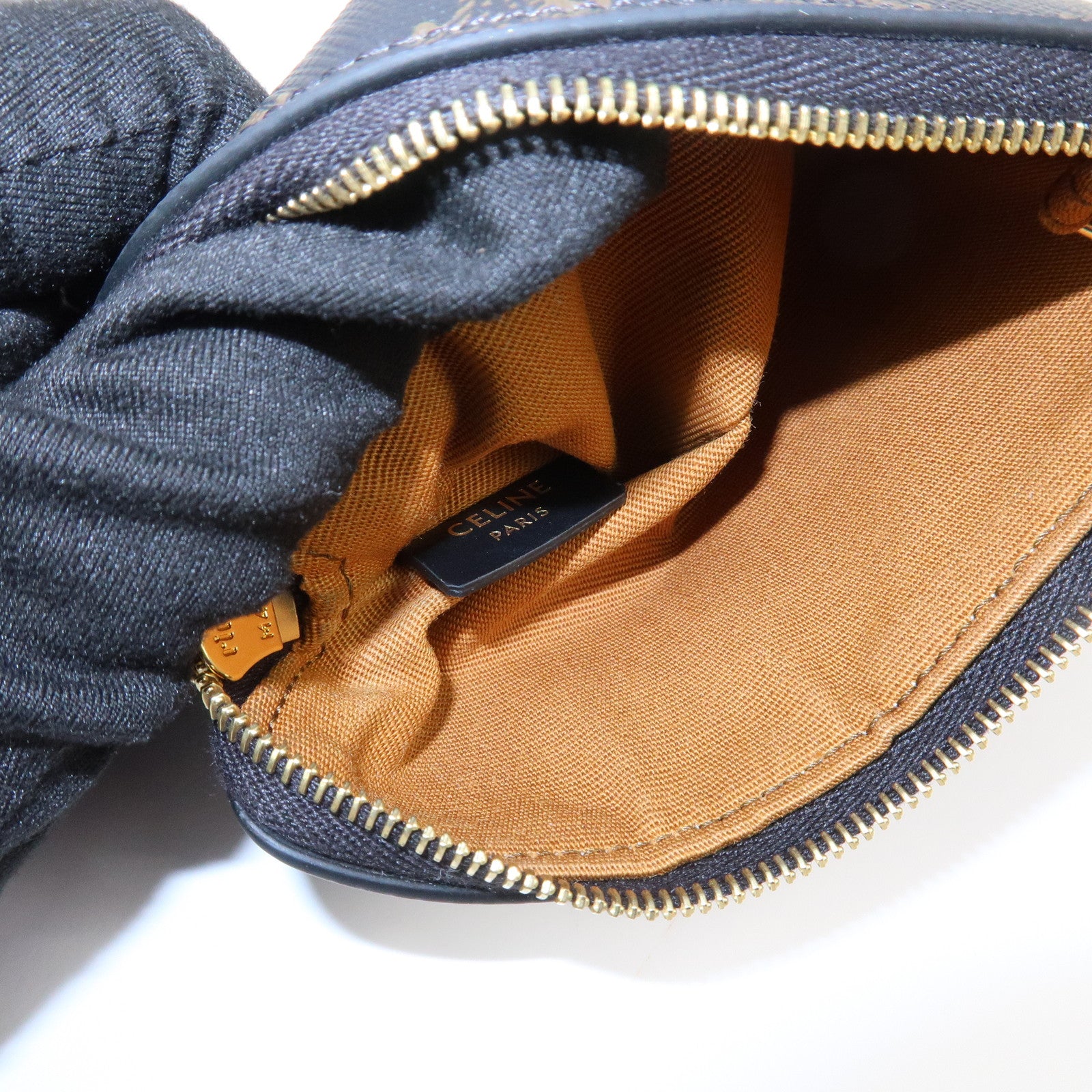 CELINE Triomphe PVC Canvas Cosmetic Pouch Black