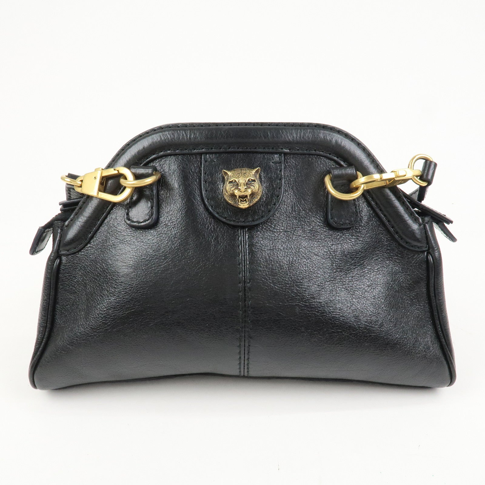 GUCCI Animalier Liber Small Cat Head Shoulder Bag Black 524620