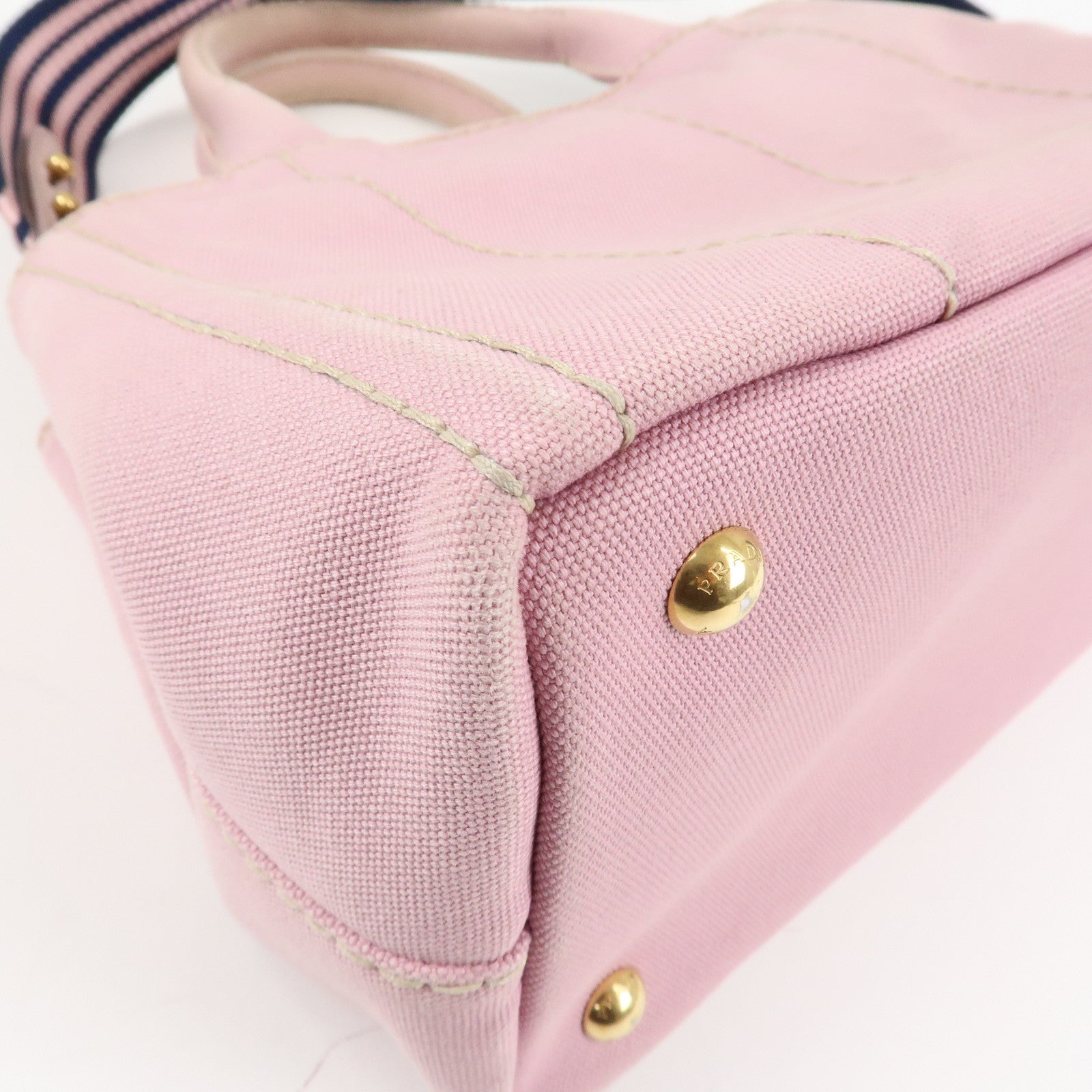 PRADA Canapa Mini Denim Hand Bag Tote Bag Pink 1BG439 Used