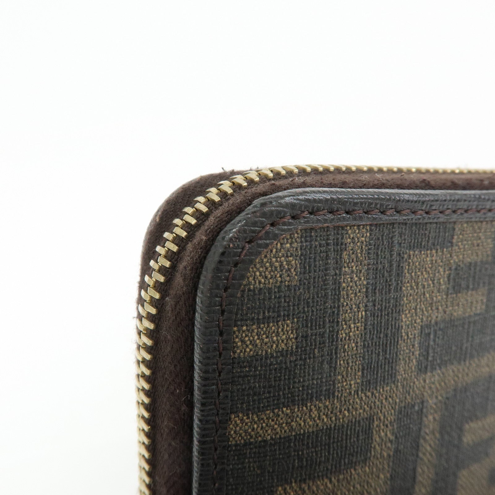 FENDI Zucca PVC Leather Zippy Round Long Wallet Brown 8M0299