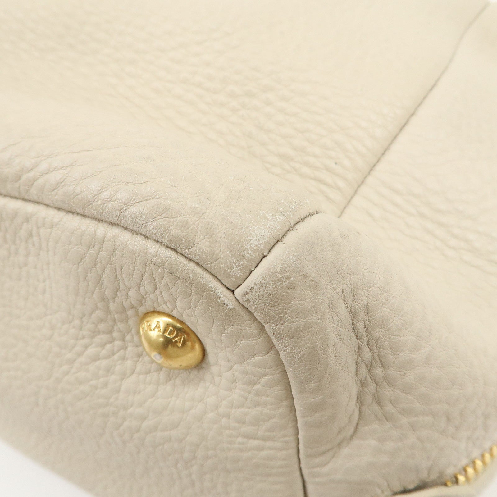 PRADA Logo 2Way Bag Hand Bag Shoulder Bag Ivory
