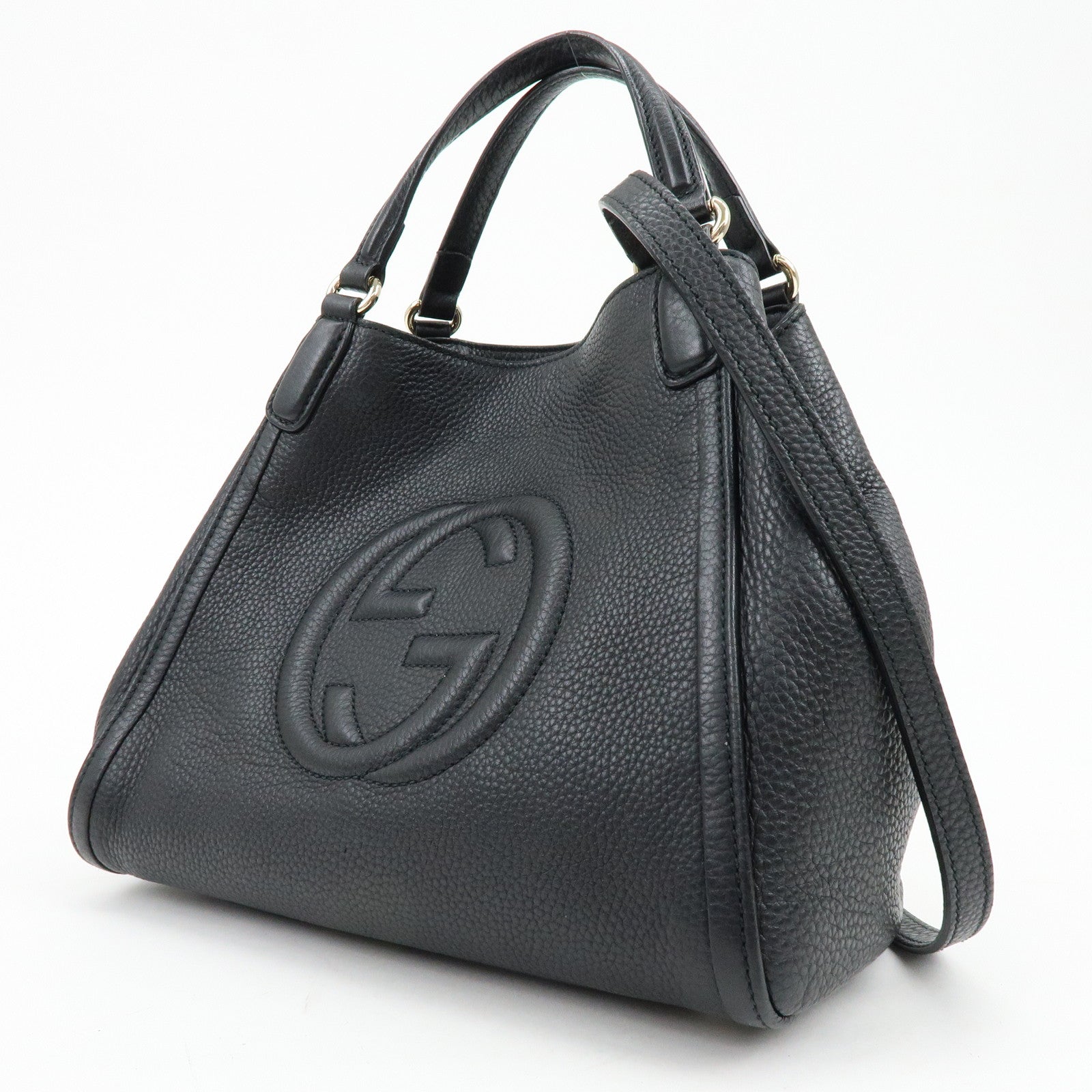GUCCI SOHO Interlocking G 2Way Bag Hand Shoulder Bag Black 336751