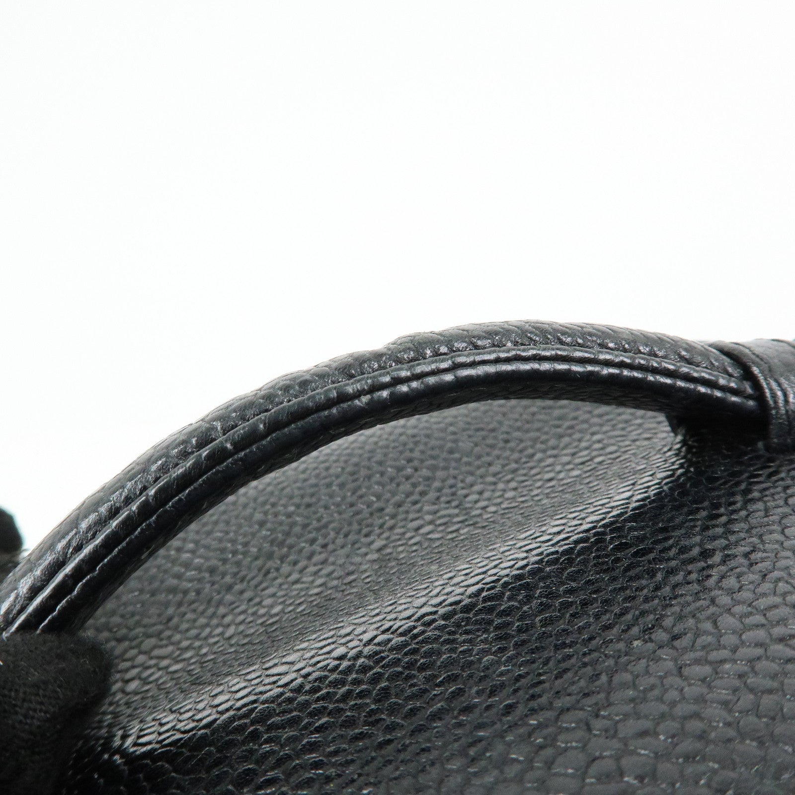 CHANEL COCO Mark Cavairskin Vanity Bag Hand Bag Black A01998