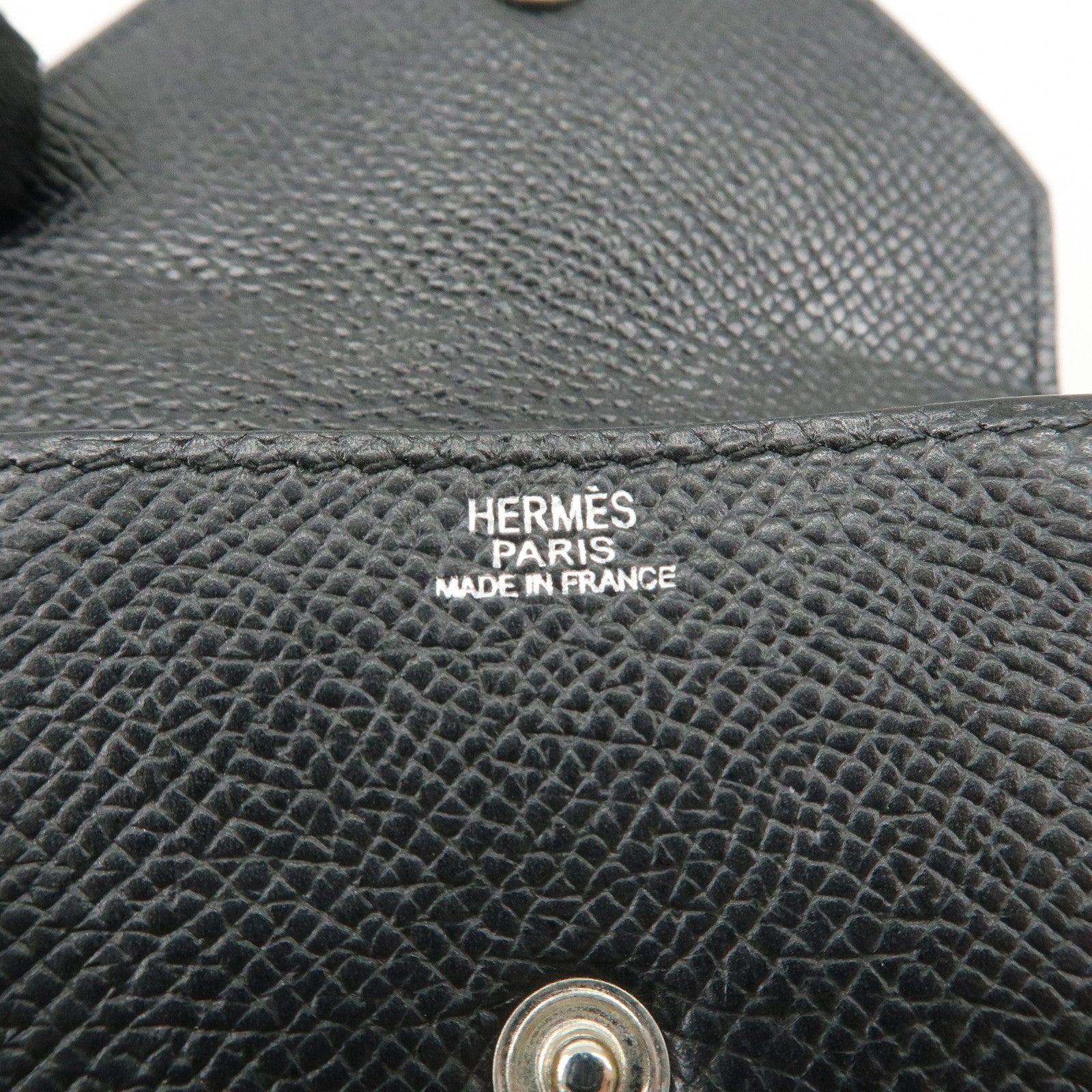 HERMES Ruban Quatre Vo Epson I Stamped Coin Case Black Silver HDW Used