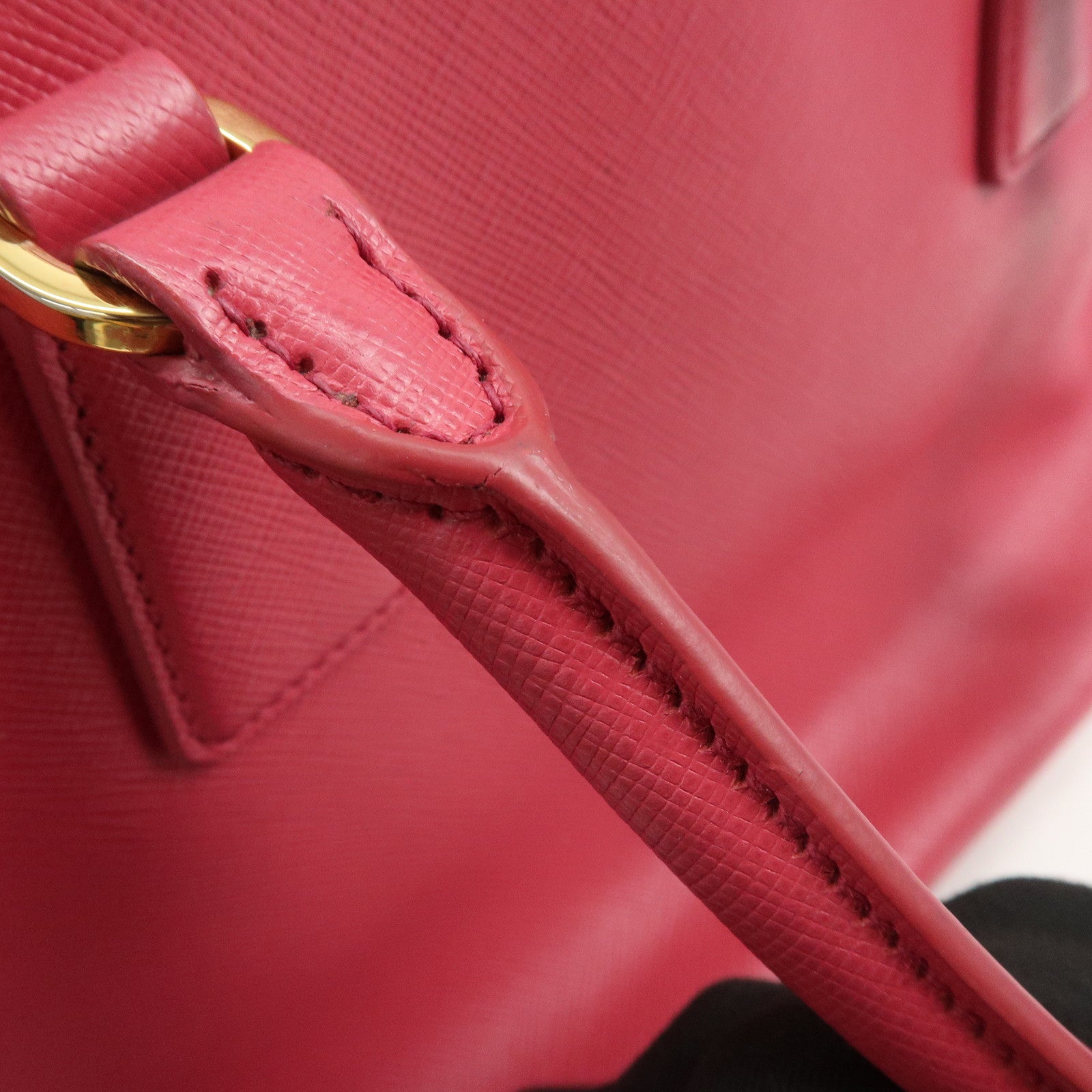 PRADA Triangle Logo Saffiano Leather 2Way Bag Hand Bag Pink BN1801