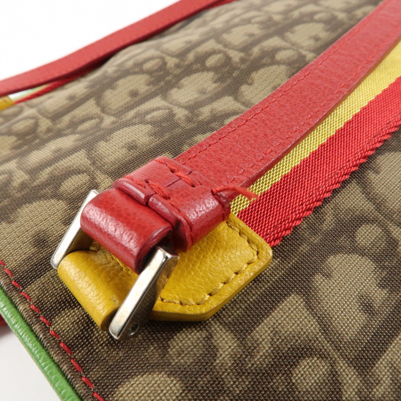 Christian Dior Rasta Line Trotter PVC Leather Tote Bag Hand Bag Brown Used