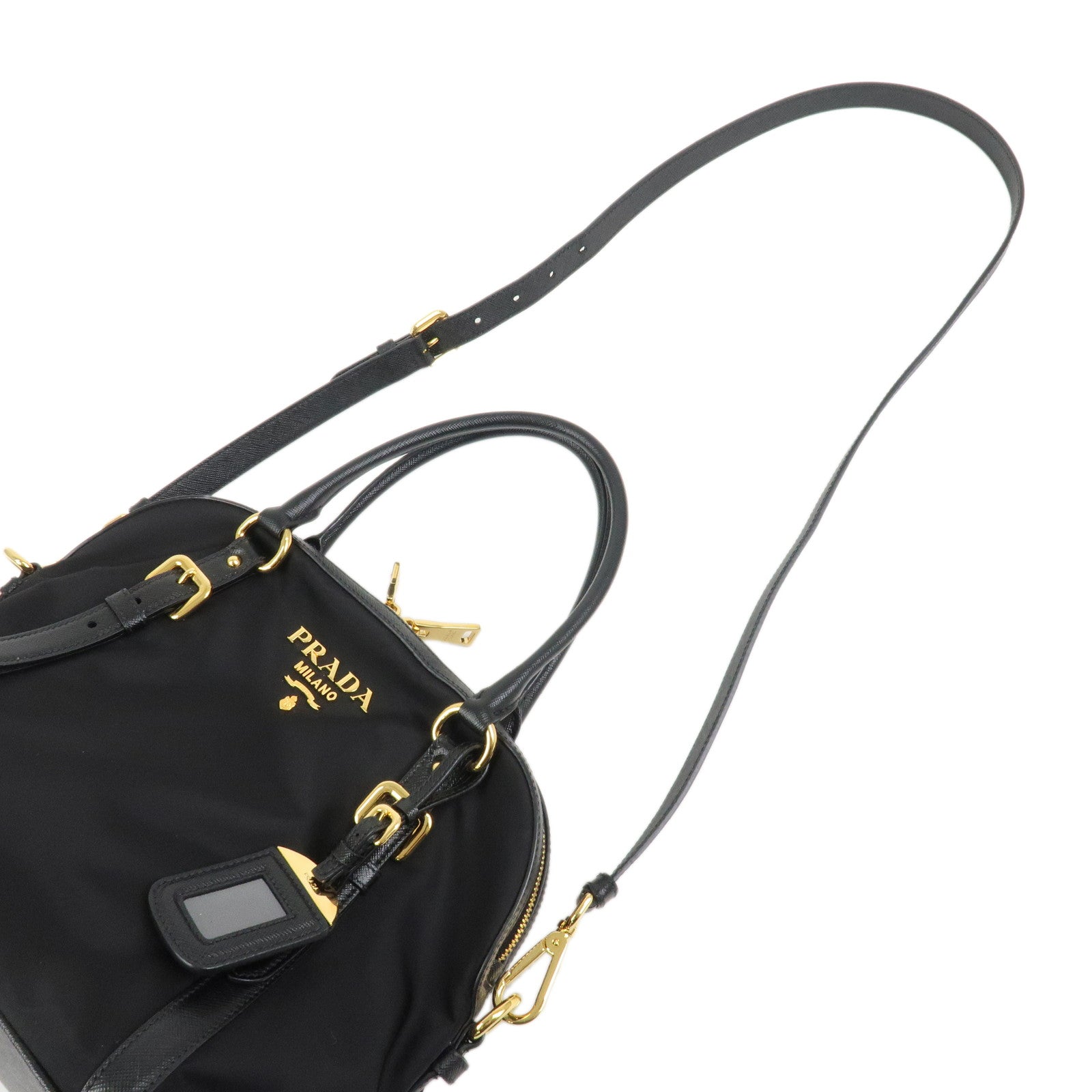 PRADA Tessuto Nylon Saffiano Leather 2Way Hand Shoulder Bag 1BB013