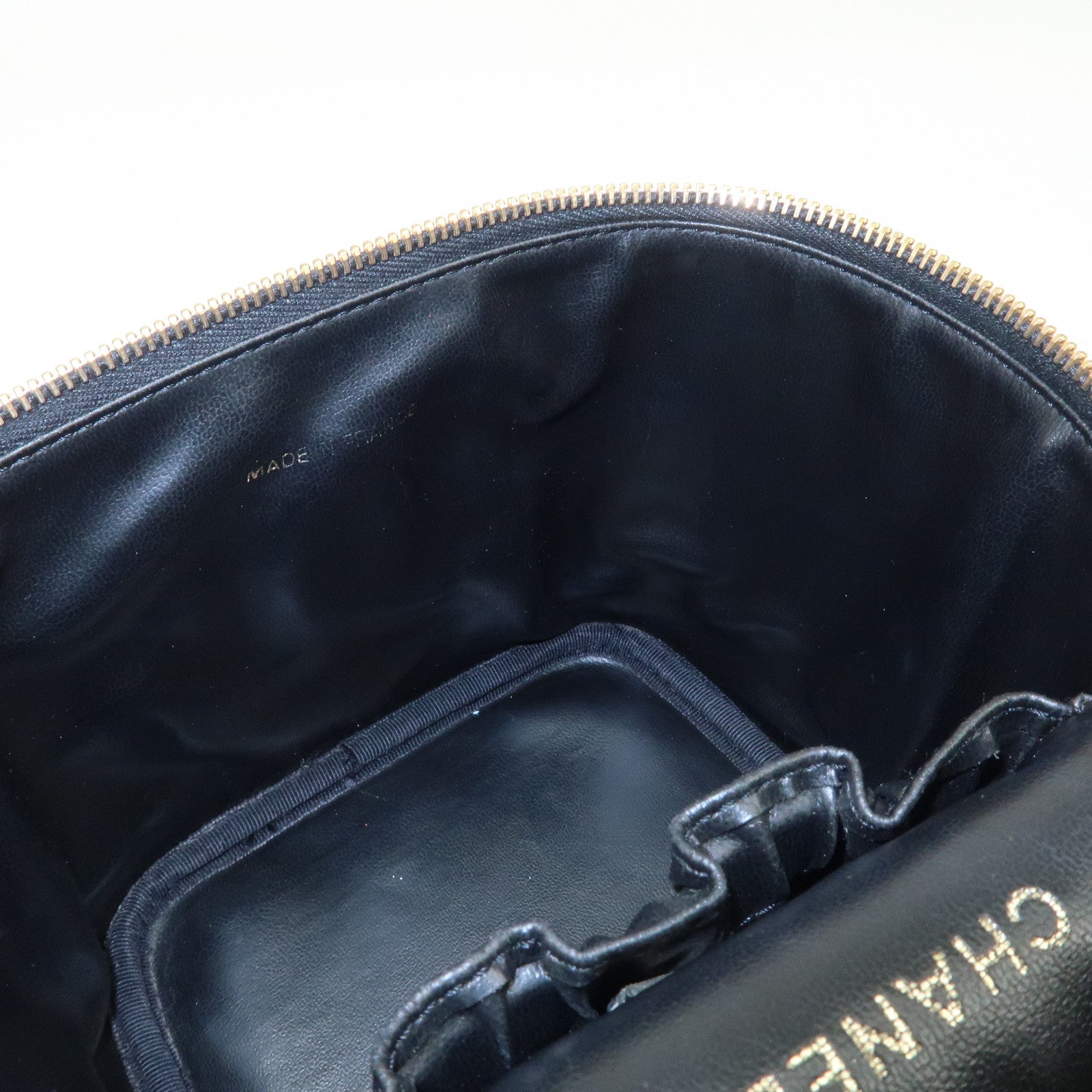 CHANEL COCO Mark Caviarskin Vanity Bag Hand Bag Black A01998