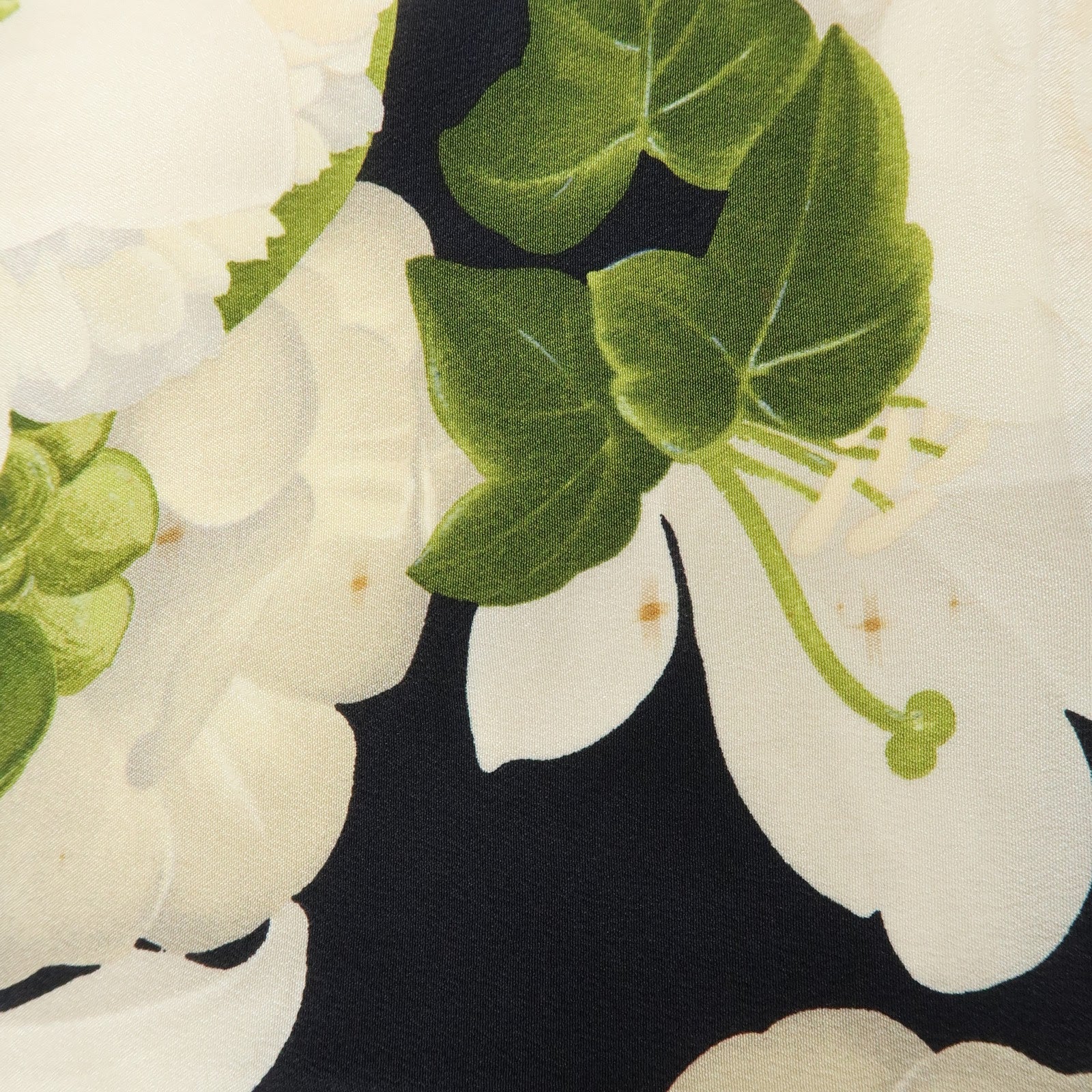 CHANEL Silk 100% Vintage Scarf Flower Print Black White