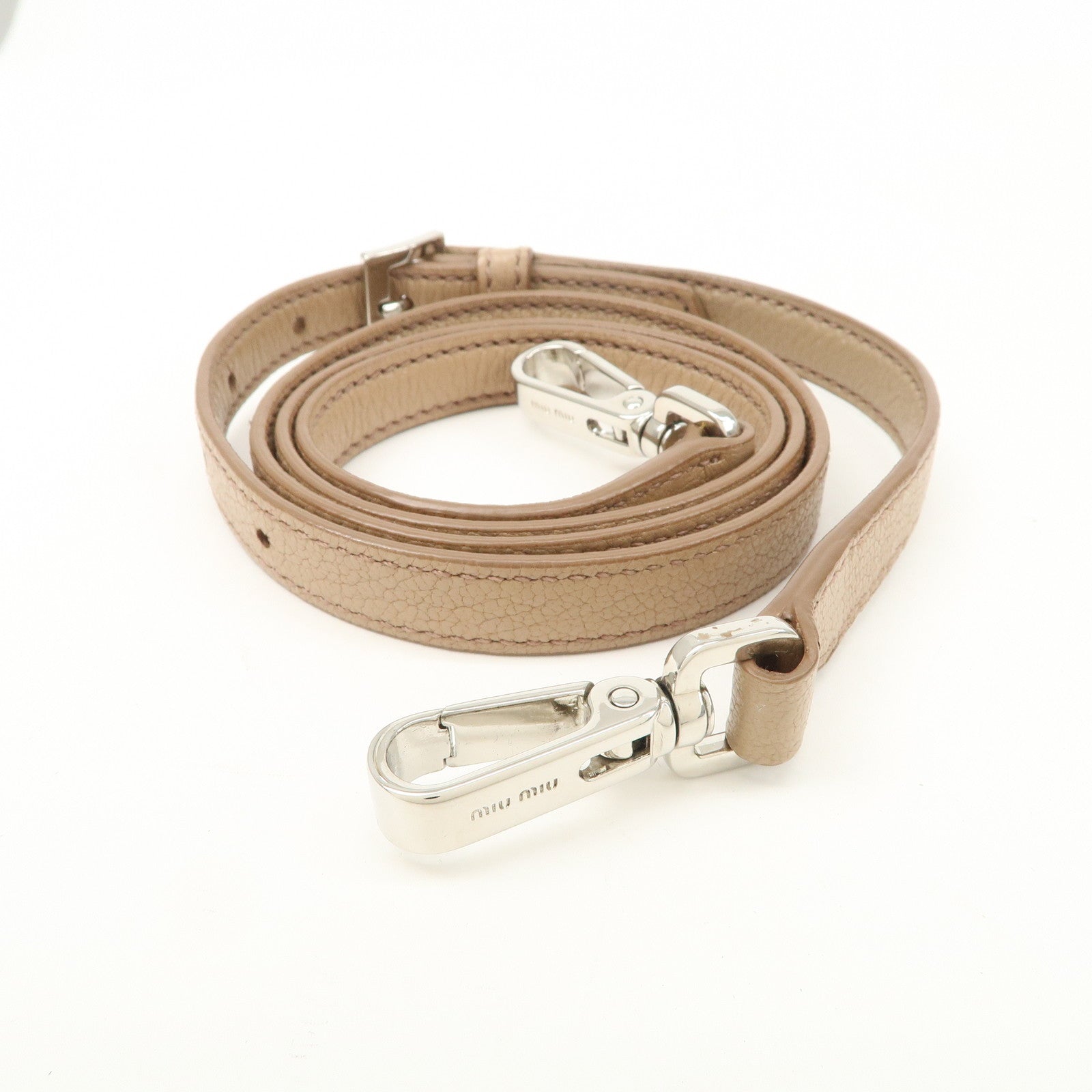 MIU MIU Leather 2Way Hand Bag Beige Pink Beige 5BB006