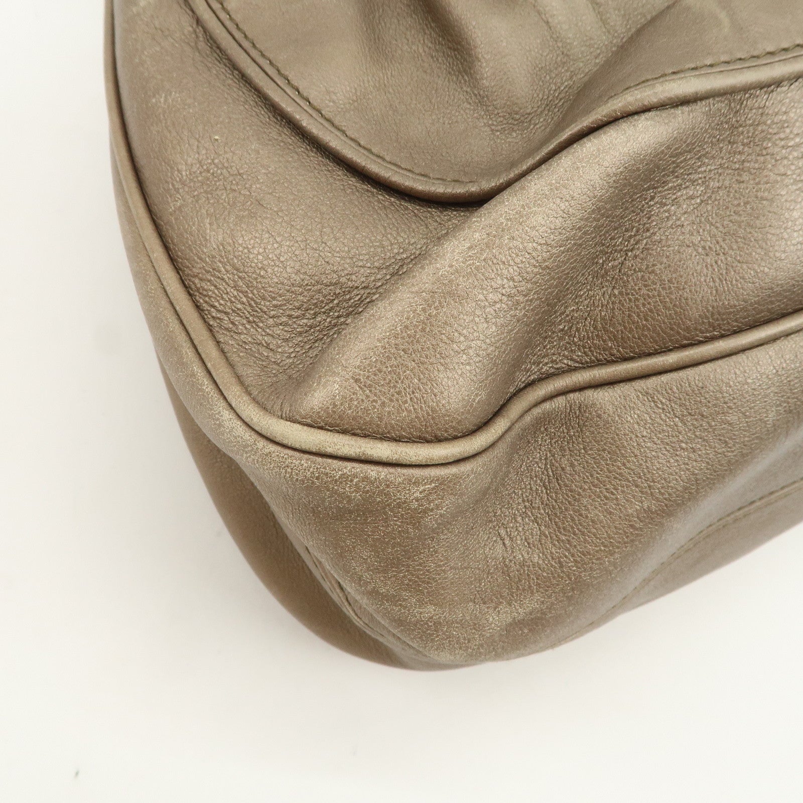 BVLGARI Logo Leather Hand Bag Shoulder Bag Bronze