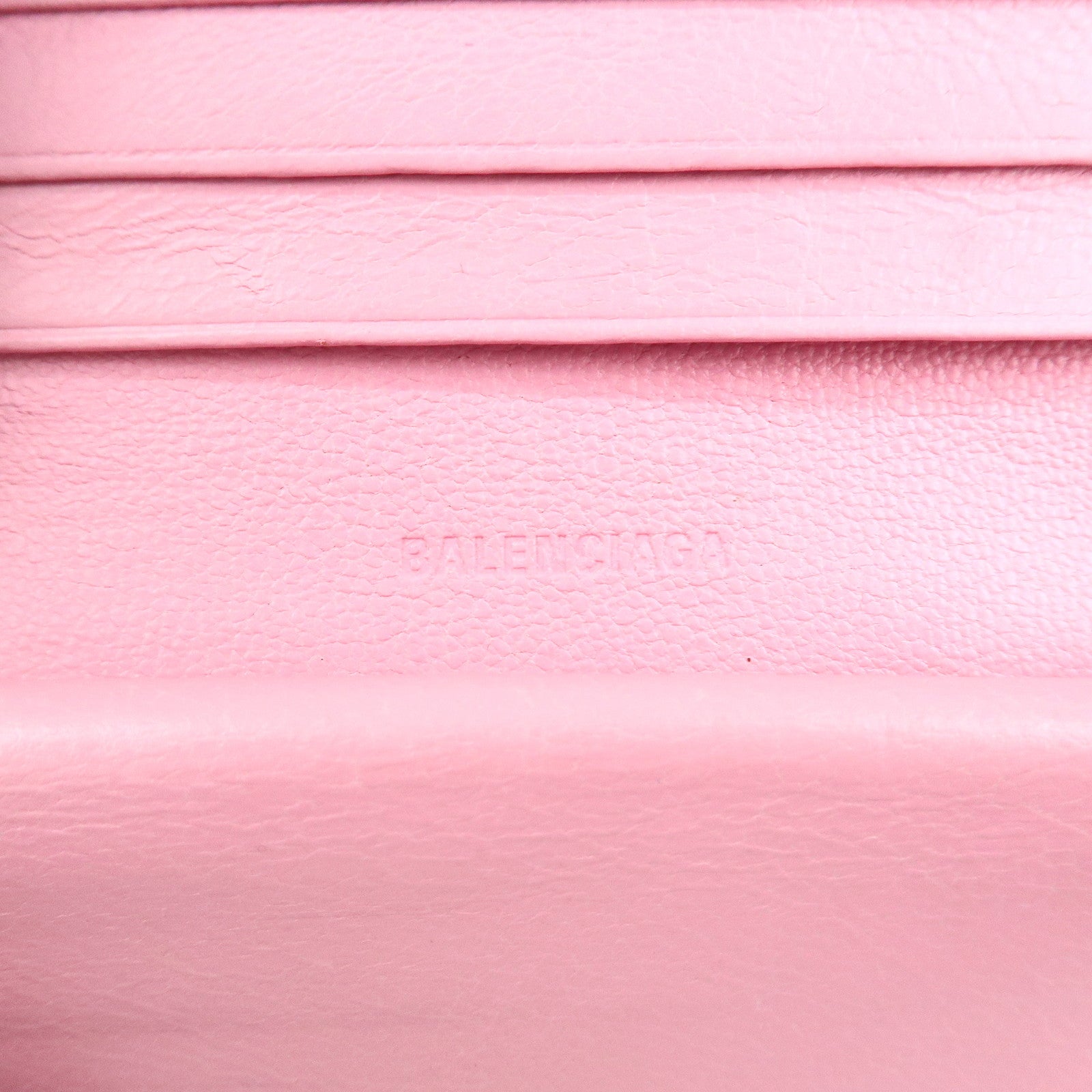 BALENCIAGA Leather Neo Classic Mini Wallet Pink Silver HDW 640111 Used