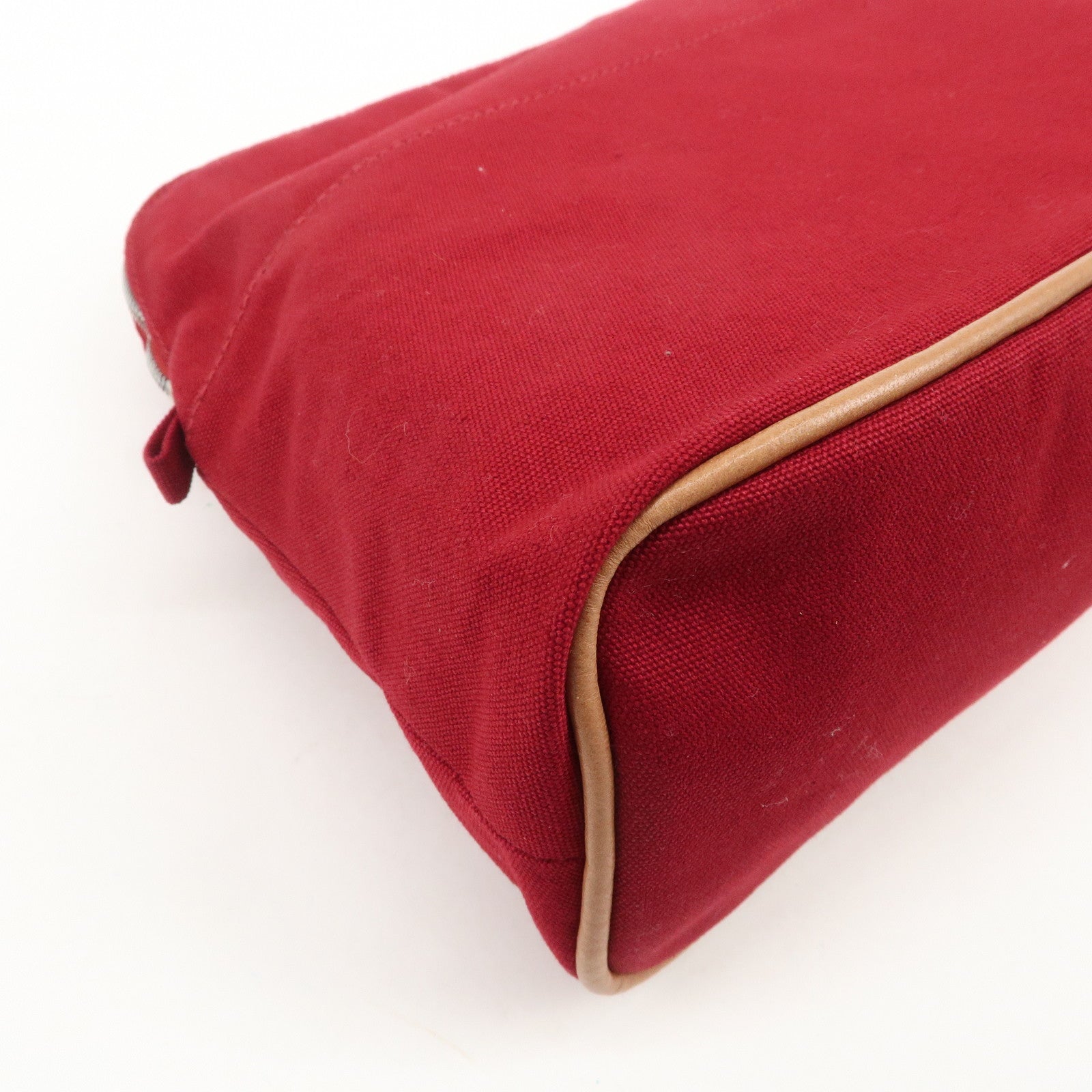 HERMES Canvas Bolide Pouch GM Cosmetic Pouch Makeup Bag Wine Red