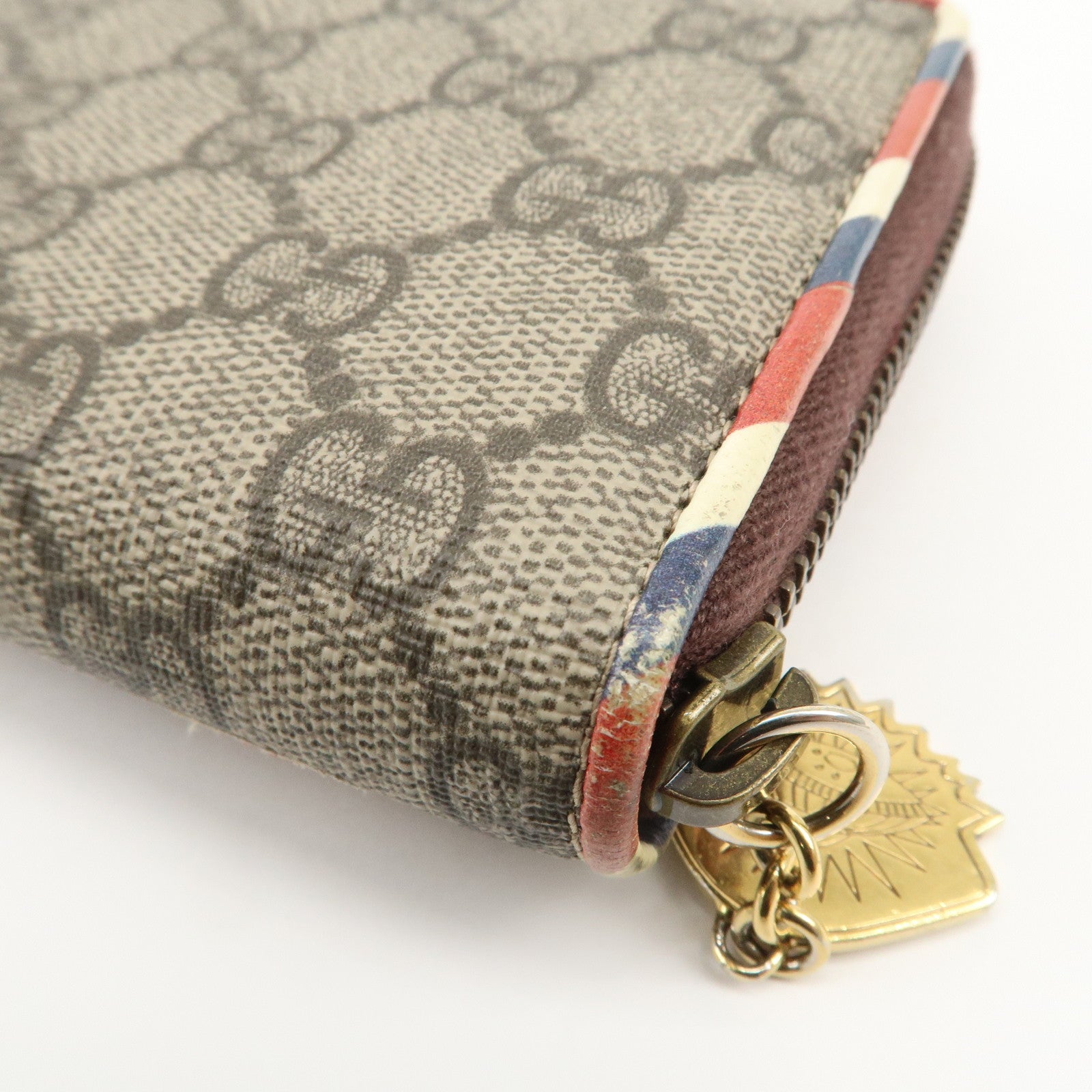 GUCCI GG Supreme Courier Round Zippy Long Wallet Beige 473909