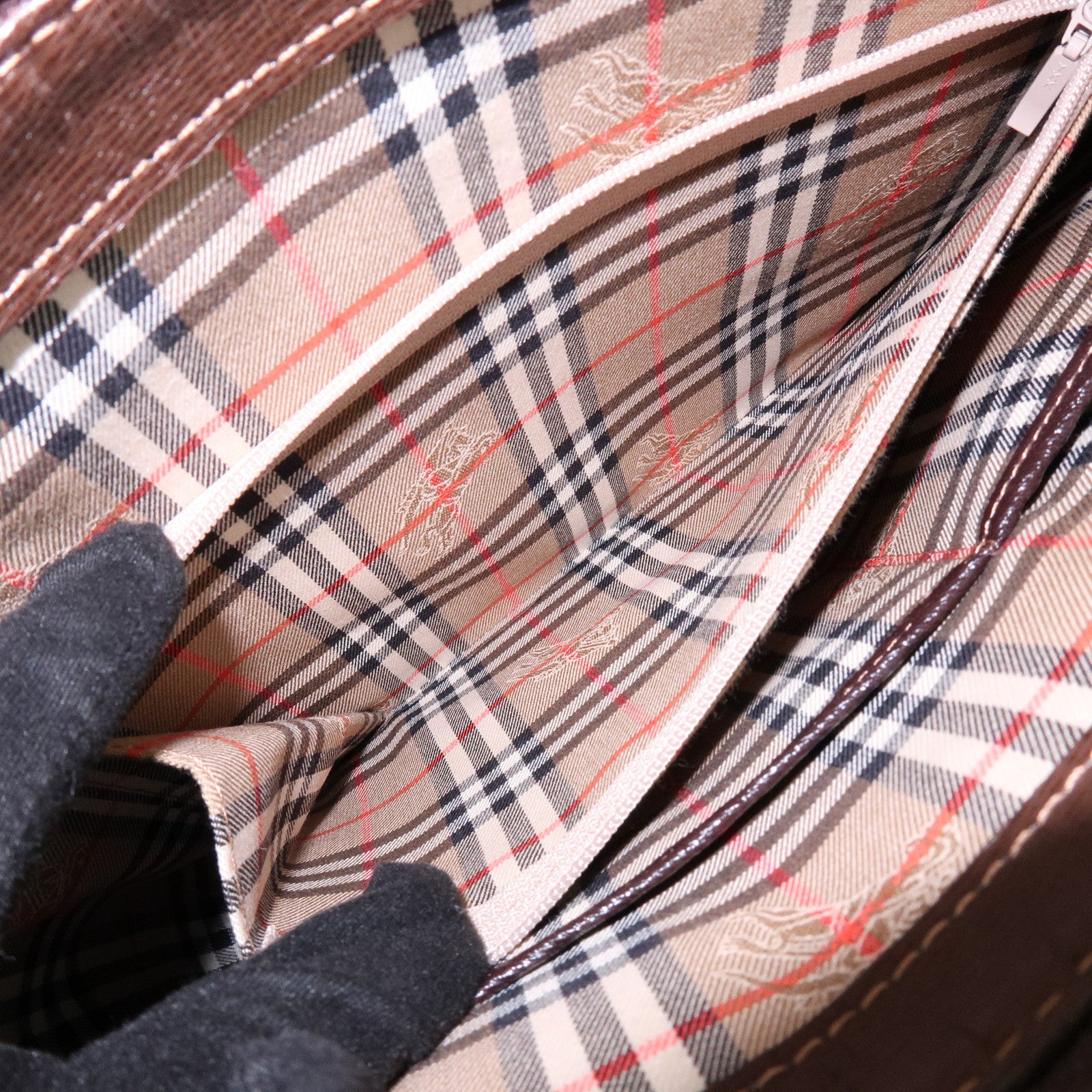 BURBERRY Logo Leather Tote Bag Shoulder Bag Brown