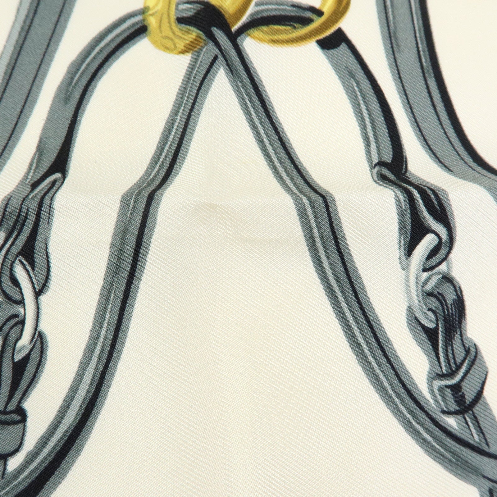 HERMES Carre 90 Silk 100% Scarf BRIDES DE GALA Gold Gray