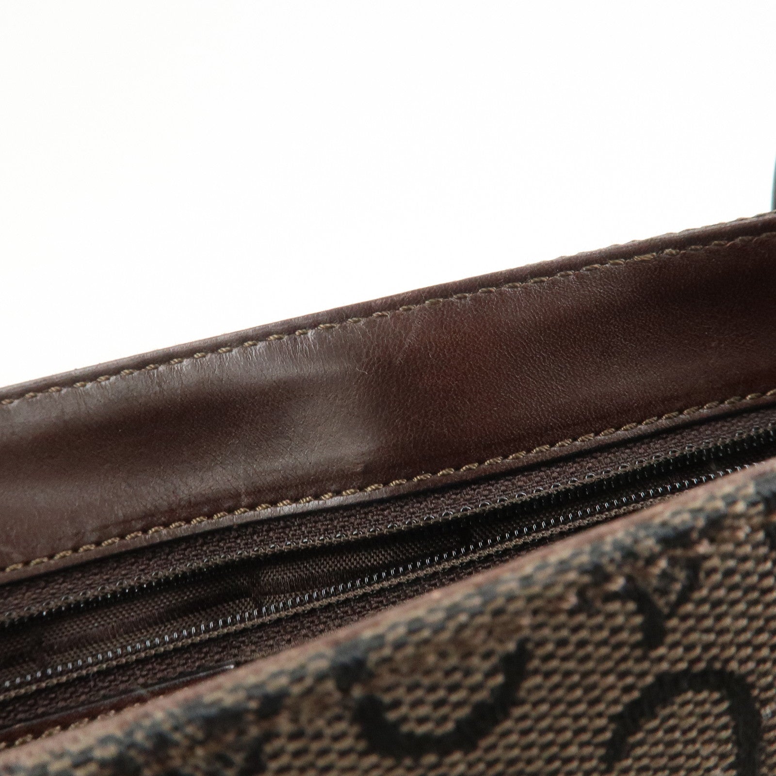 CELINE C Macadam Canvas Leather Shoulder Crossbody Bag Brown