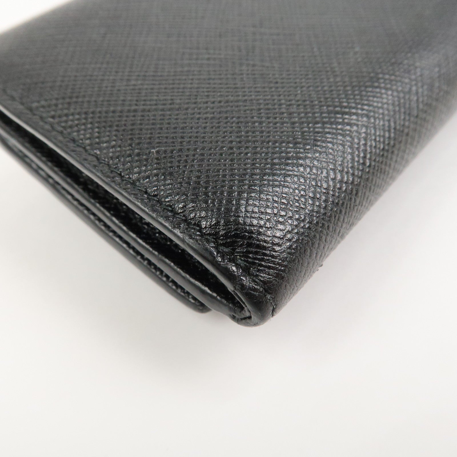 PRADA Logo Saffiano Metal Tri-fold Small Wallet Black 1MH021