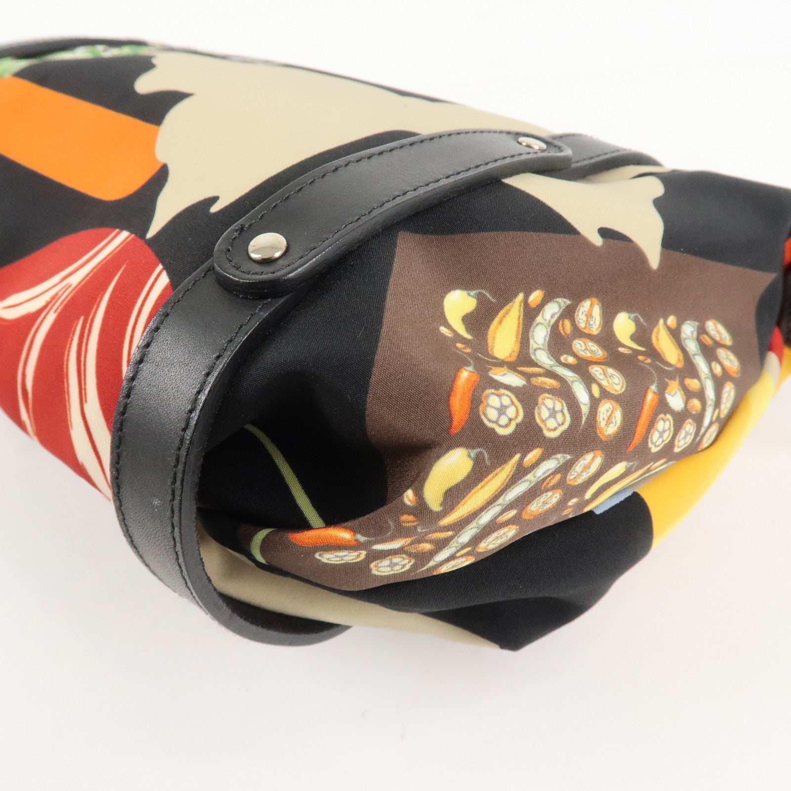 Ferragamo Nylon Leather Mini Hand Bag Pouch Multicolor Black Used