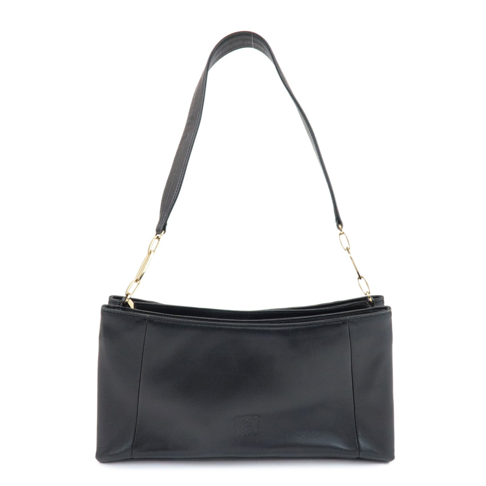 LOEWE Anagram Logo Nappa Leather Chain Shoulder Bag Hand Bag Black