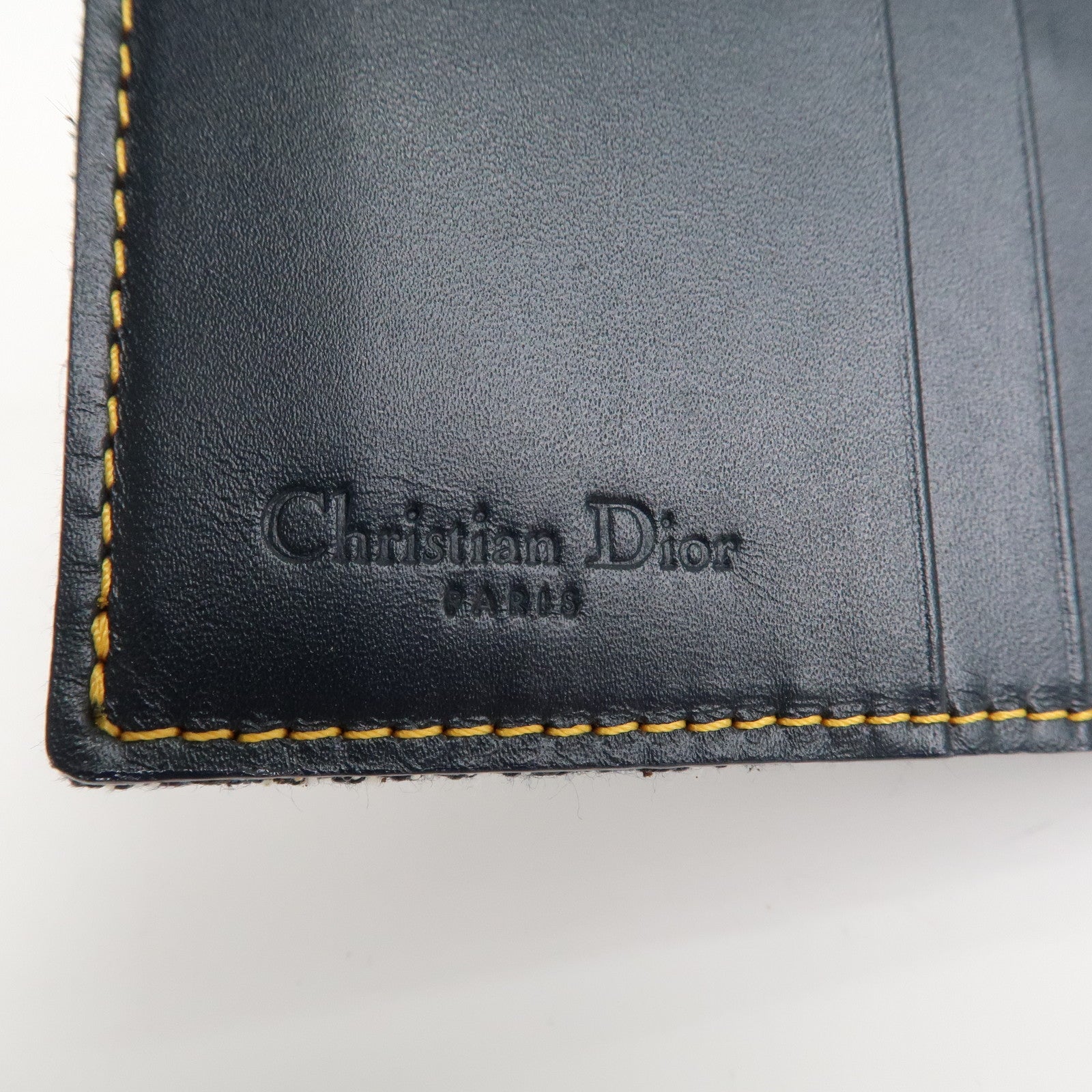 Christian Dior Trotter Canvas Leather Tri-fold Wallet Navy
