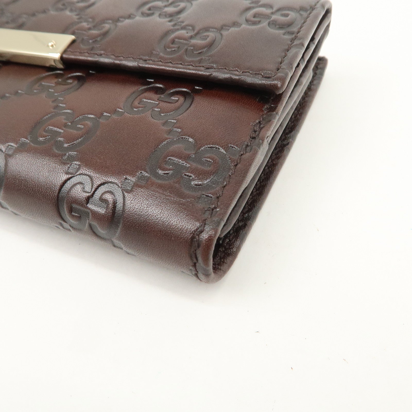 GUCCI Guccissima Leather W Hook Bi-Fold Long Wallet Brown 112715