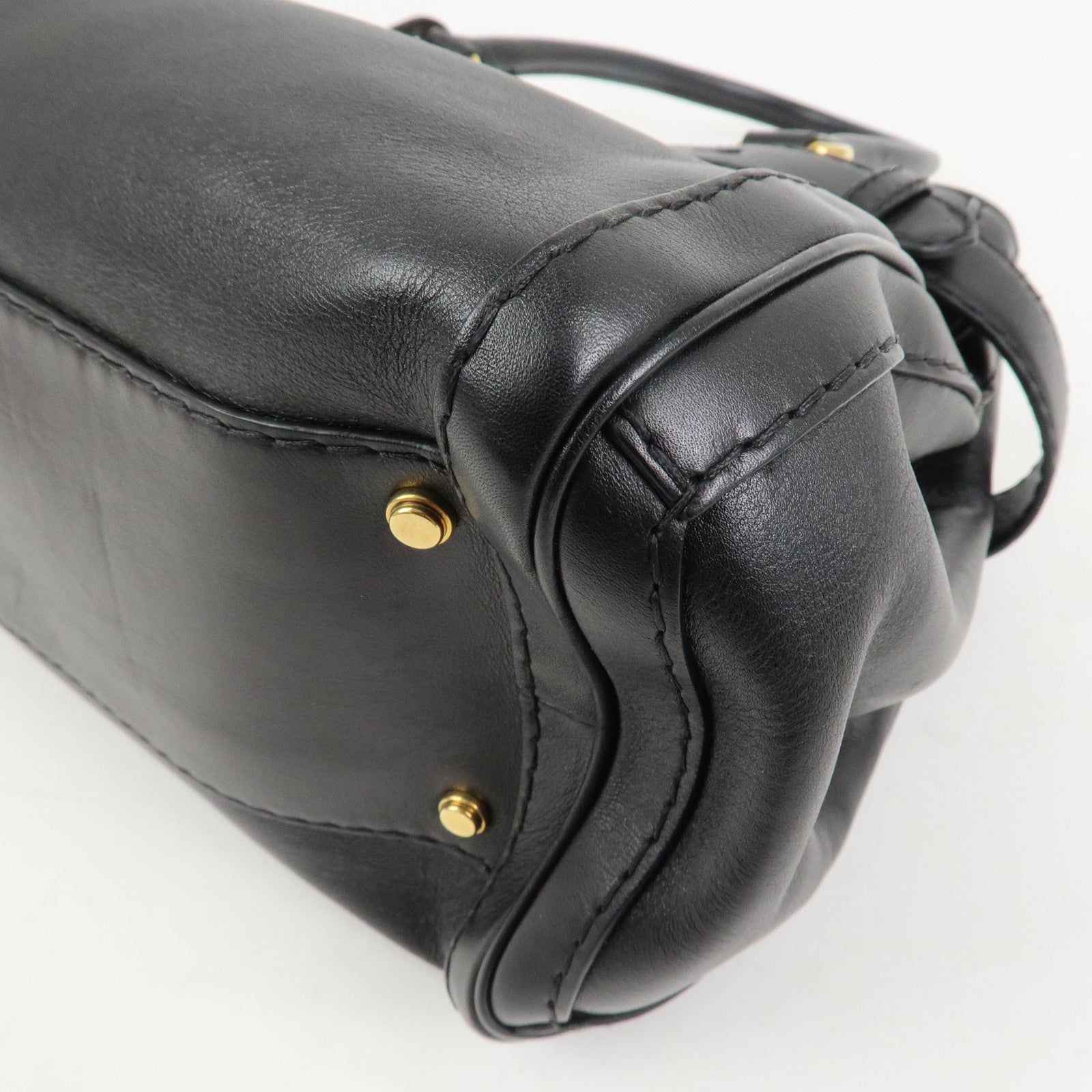 GUCCI GG Running Calf Leather Tote Bag Hand Bag Black 247183