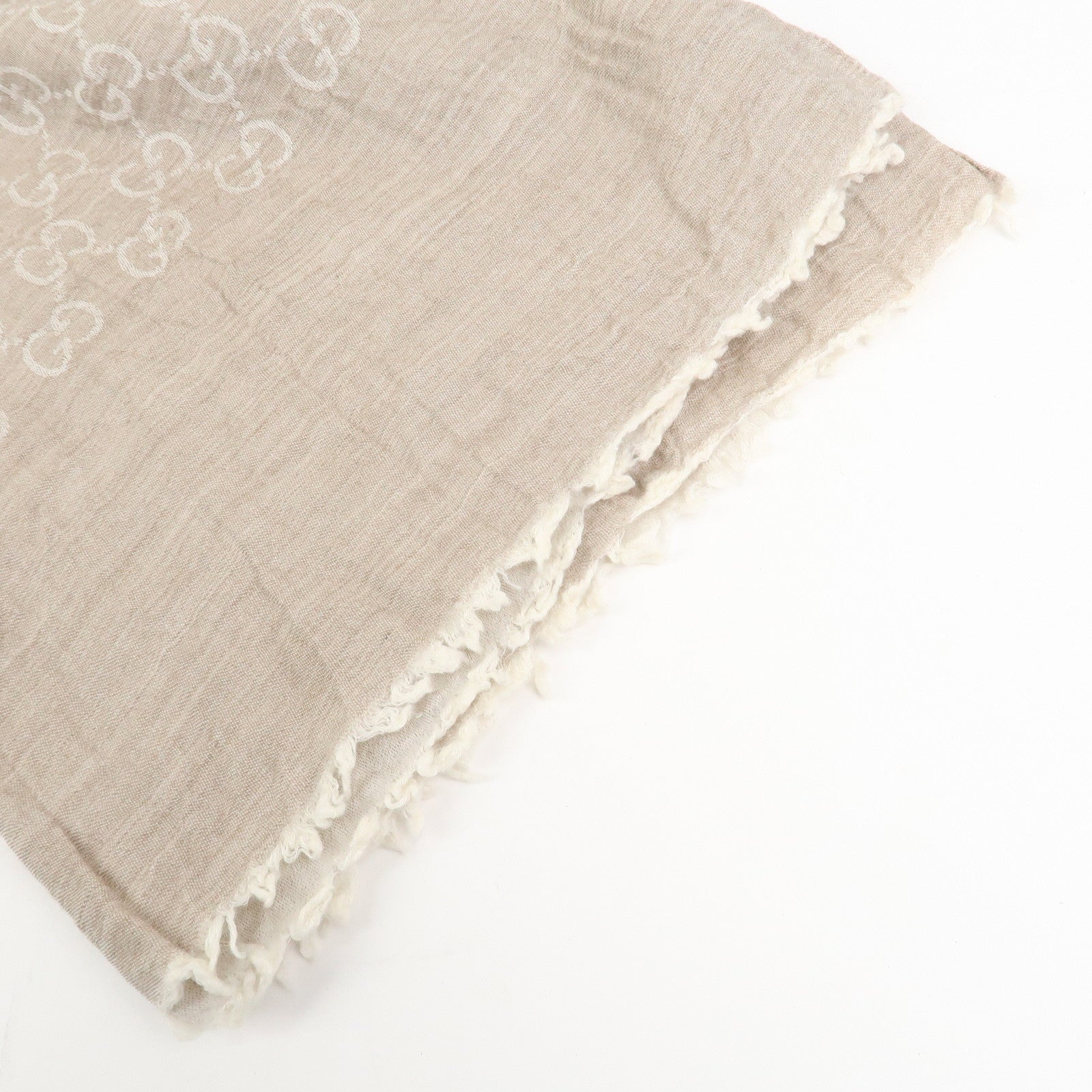 GUCCI GG Monogram Cotton Scarf Shawl 150X70 Beige