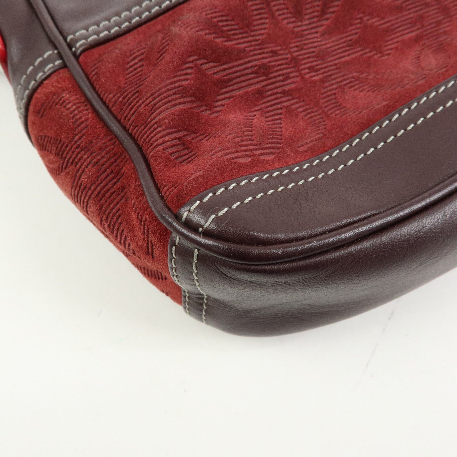 LOEWE Anagram Suede Leather Shoulder Crossbody Bag Bordeaux