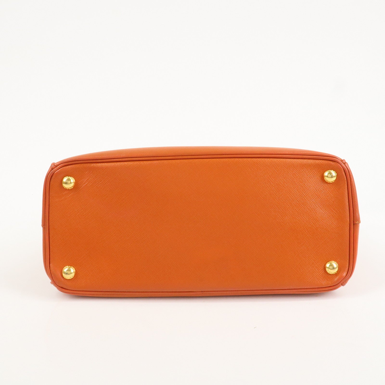 PRADA Triangle Logo Leather 2Way Hand Bag Orange 1BA863 Used