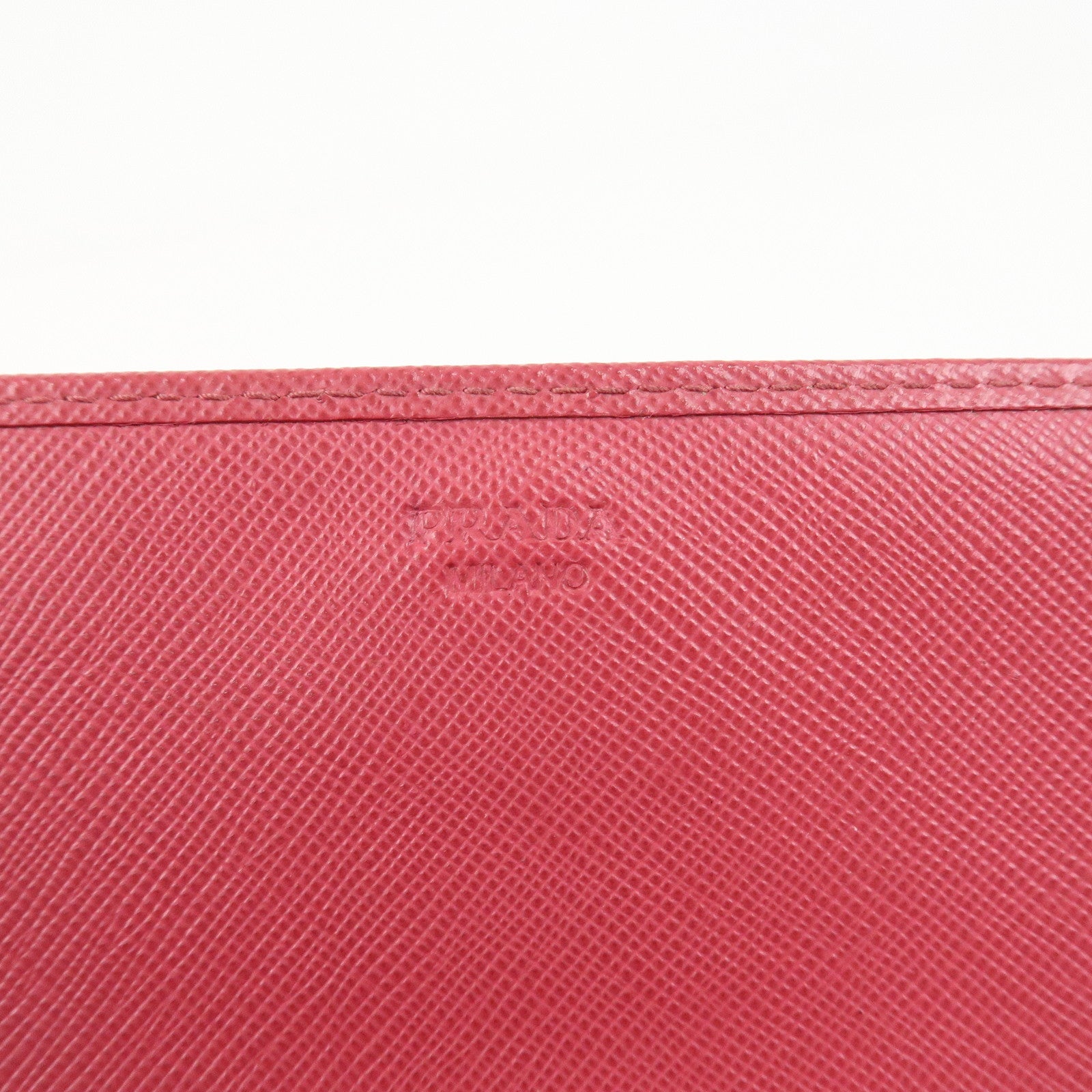 PRADA Logo Saffiano Leather WOC Chain Long Wallet Pink 1M1290