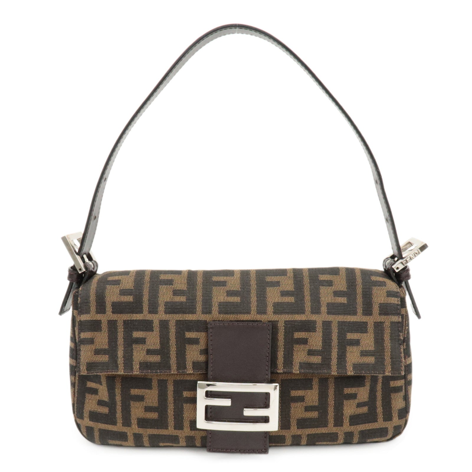 FENDI Mamma Baguette Zucca Canvas Leather Shoulder Bag 26424 Used