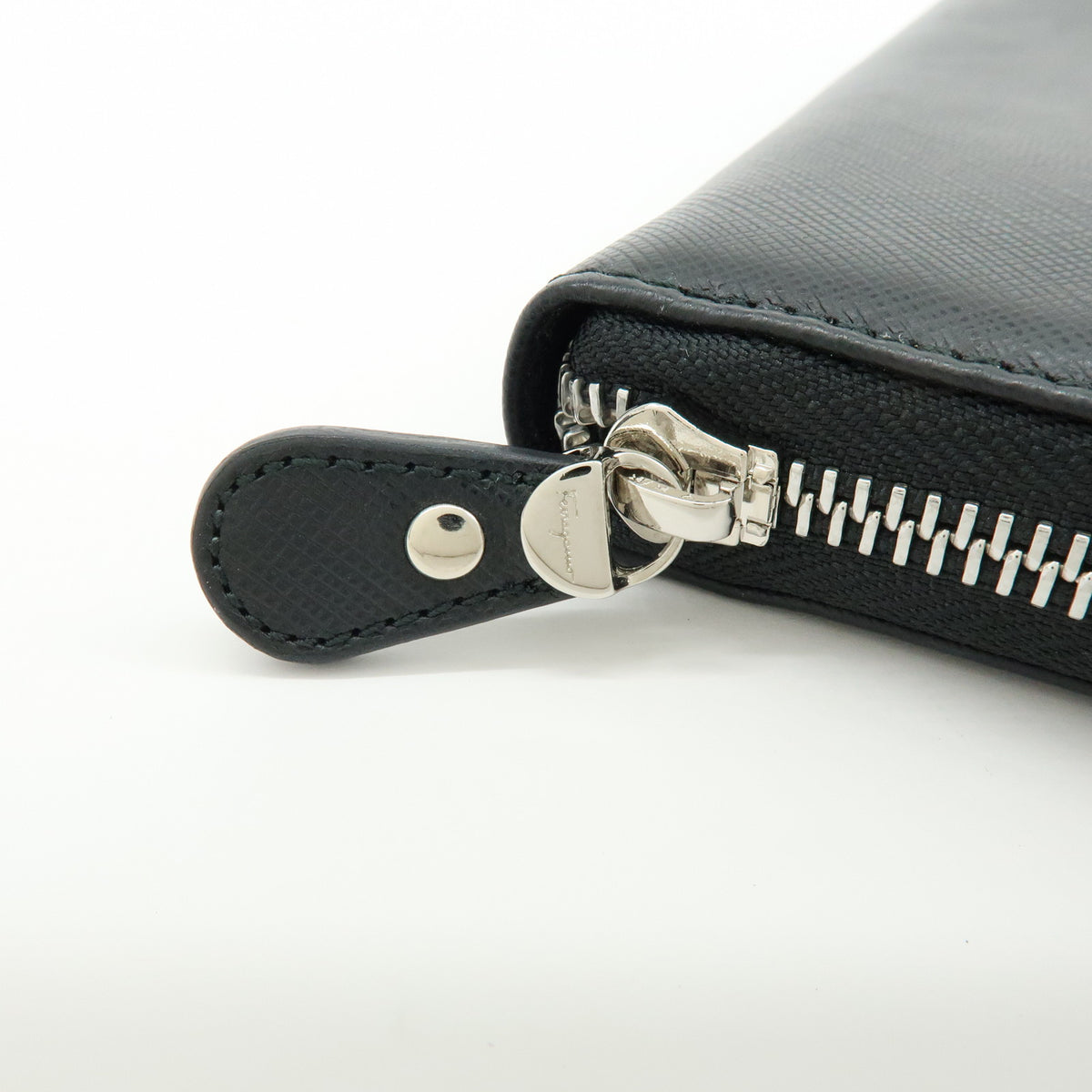 Ferragamo Ganchini Leather Long Wallet Black