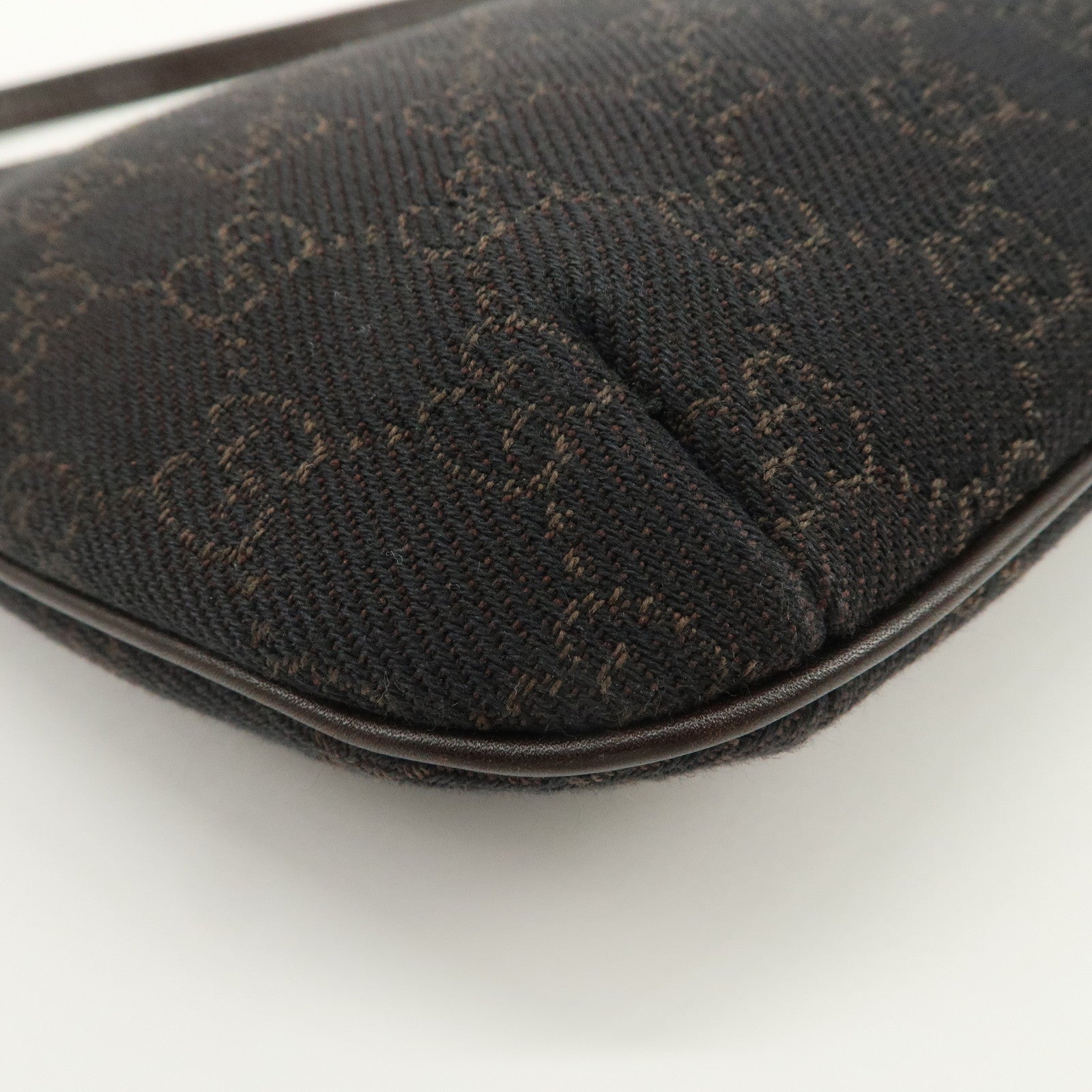 GUCCI GG Canvas Leather Hand Bag Shoulder Bag Black 32160