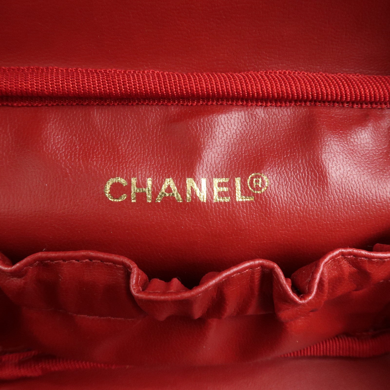 CHANEL COCO Mark Caviarskin Vanity Bag Hand Bag Red A01998