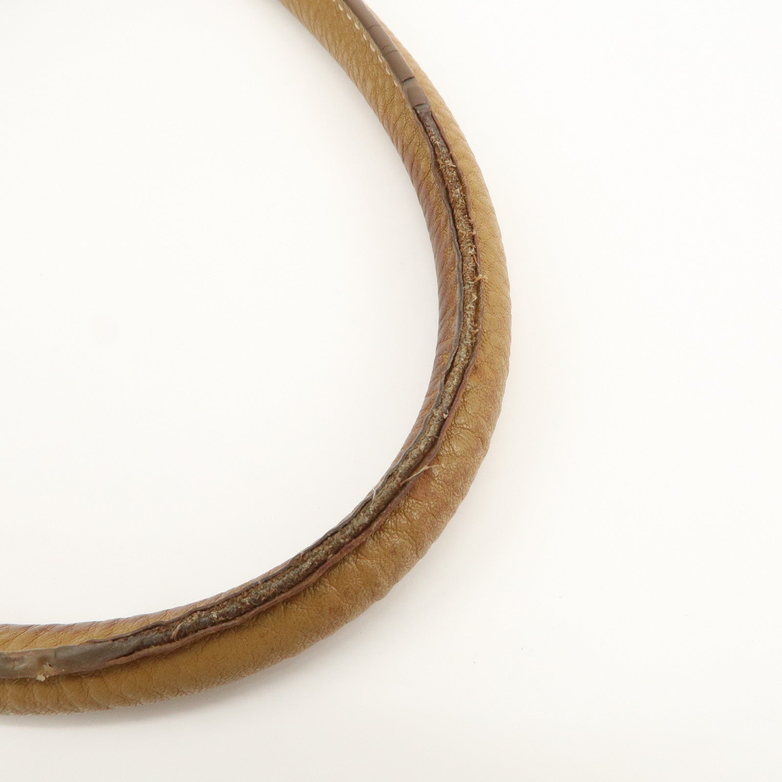 PRADA Leather Tote Bag Hand Bag Shoulder Bag Beige Gold HDW Used