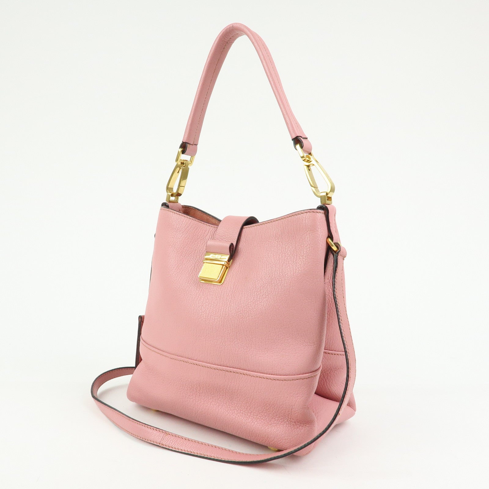 MIU MIU Madras Leather 2Way Bag Hand Bag Shoulder Bag Pink