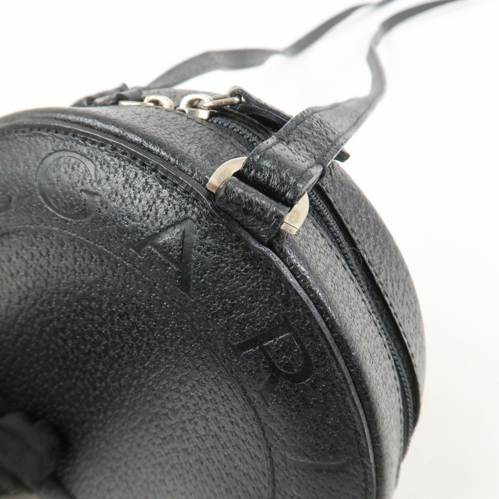 BVLGARI Logo B-Zero 1 Drum Leather Shoulder Bag Black