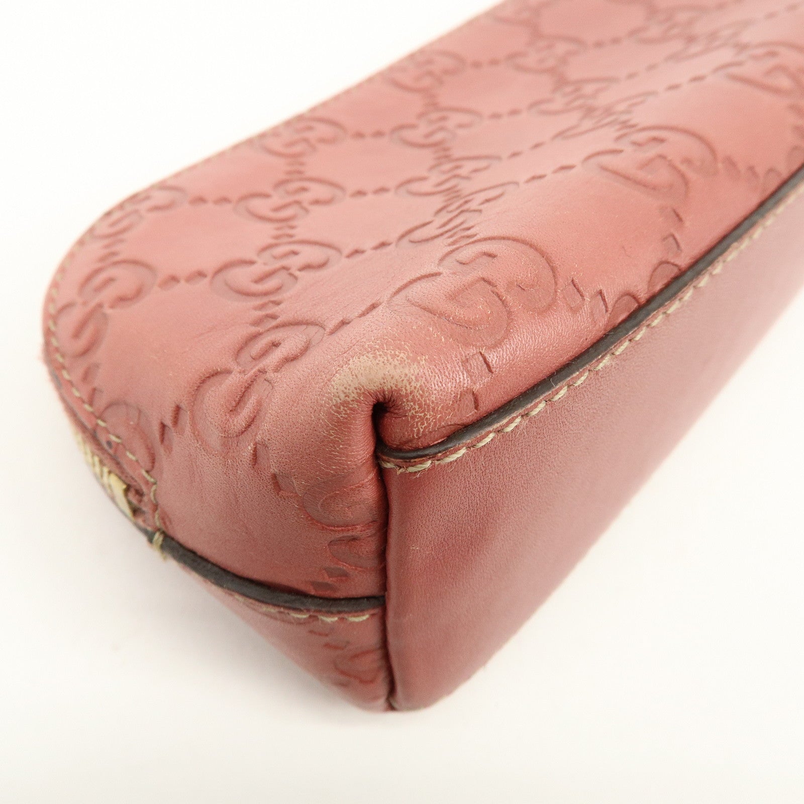 GUCCI Guccissima Leather Cosmetic Pouch Makeup Bag Rose Pink 141811