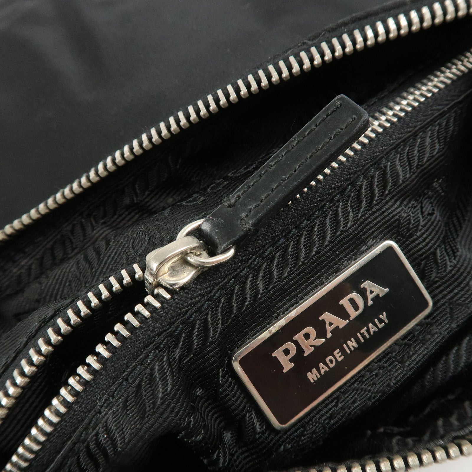 PRADA Triangle Logo Leather Nylon Shoulder Bag Crossbody Bag Black Used